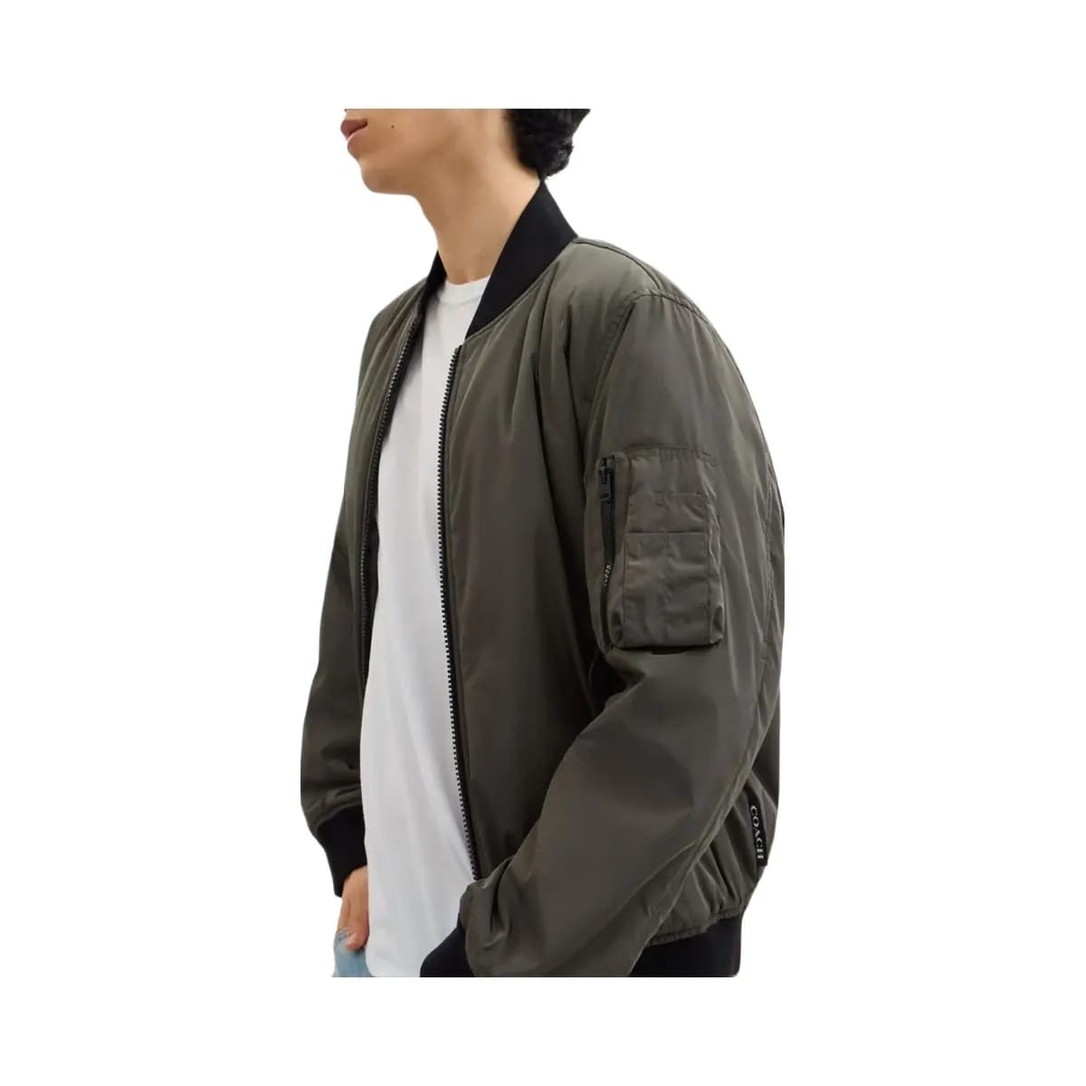 Coach Reversible Ma 1 Jacket In Recycled Polyester Olive Charcoal Signature