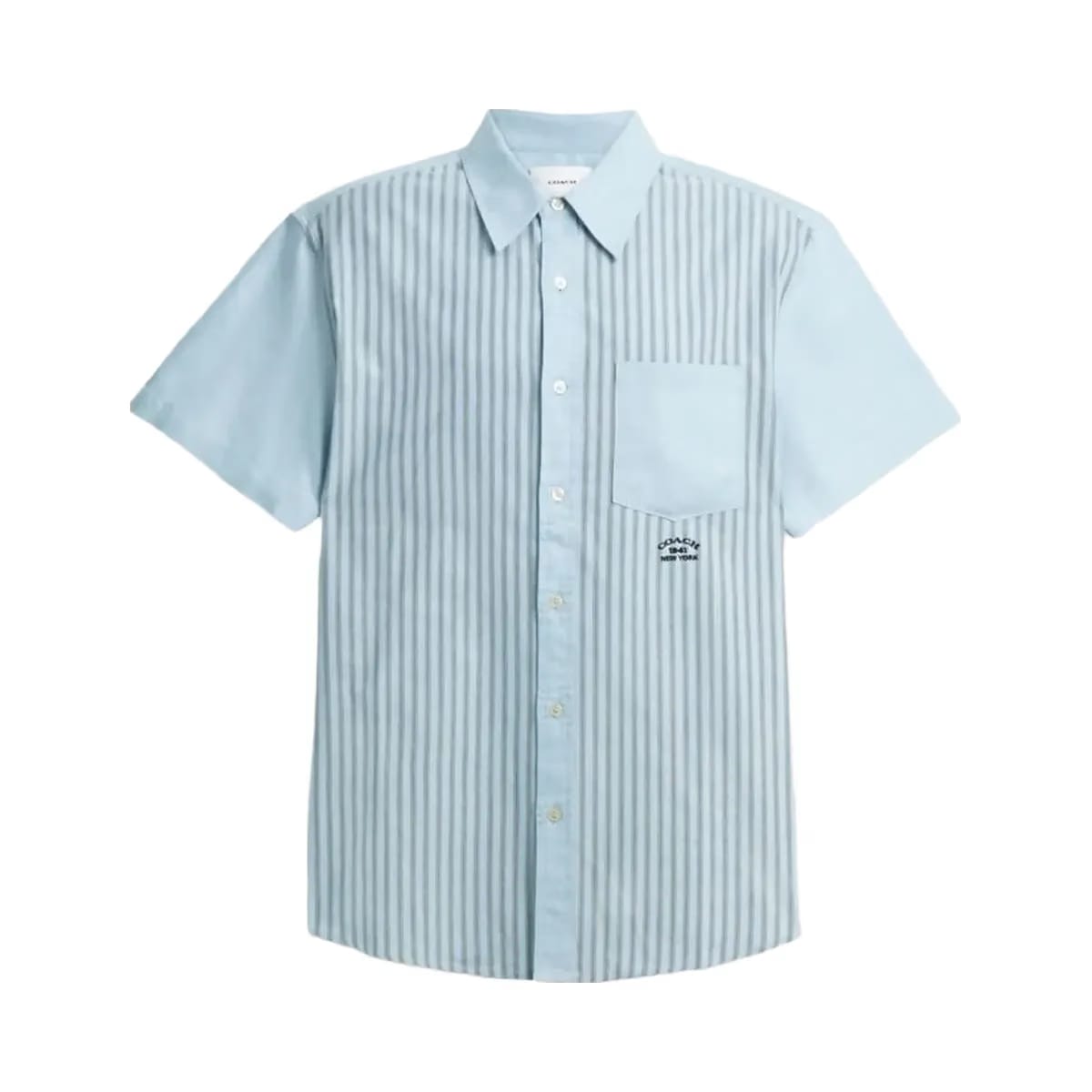 Coach Striped Mixed Media Oxford Shirt Blue Blue Multi