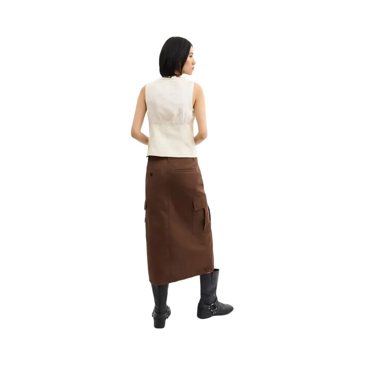 Coach Cargo Maxi Skirt In Organic Cotton Brown