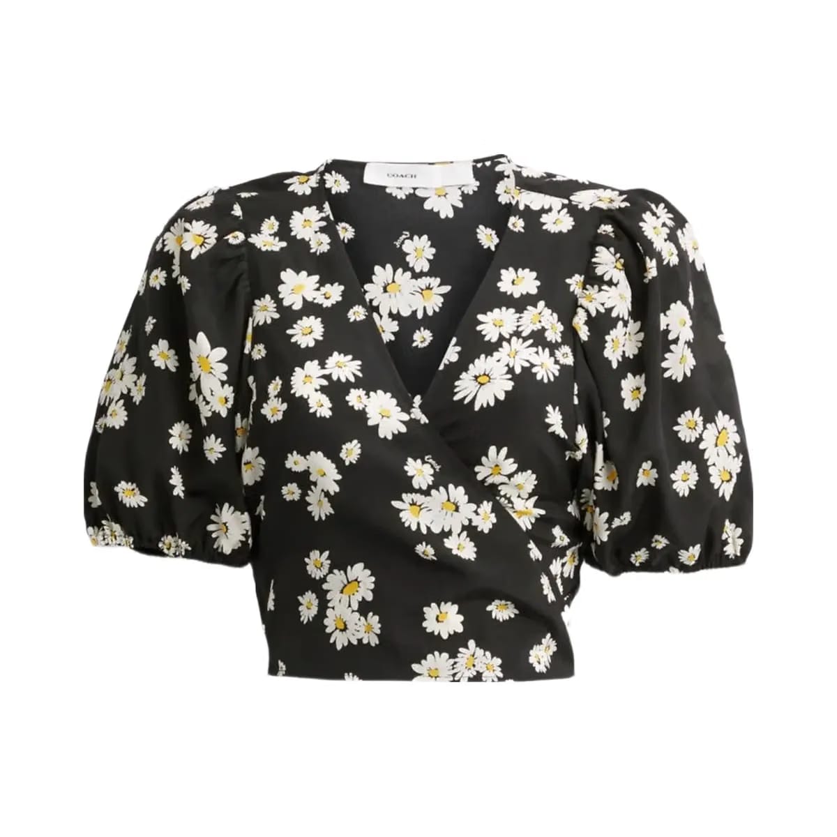 Coach Floral Wrap Blouse Black
