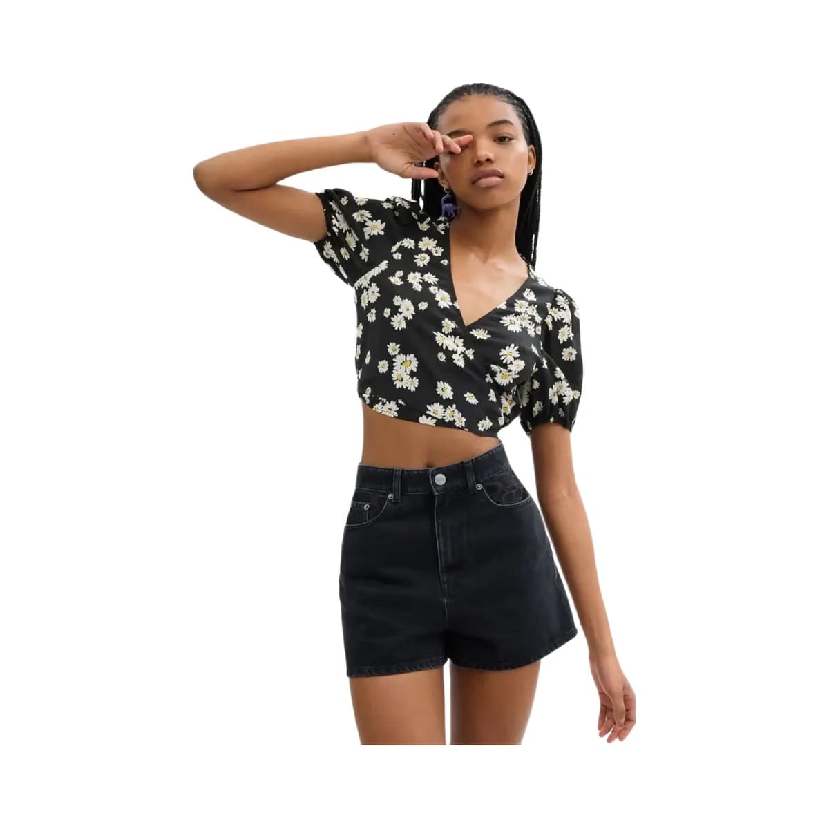 Coach Floral Wrap Blouse Black