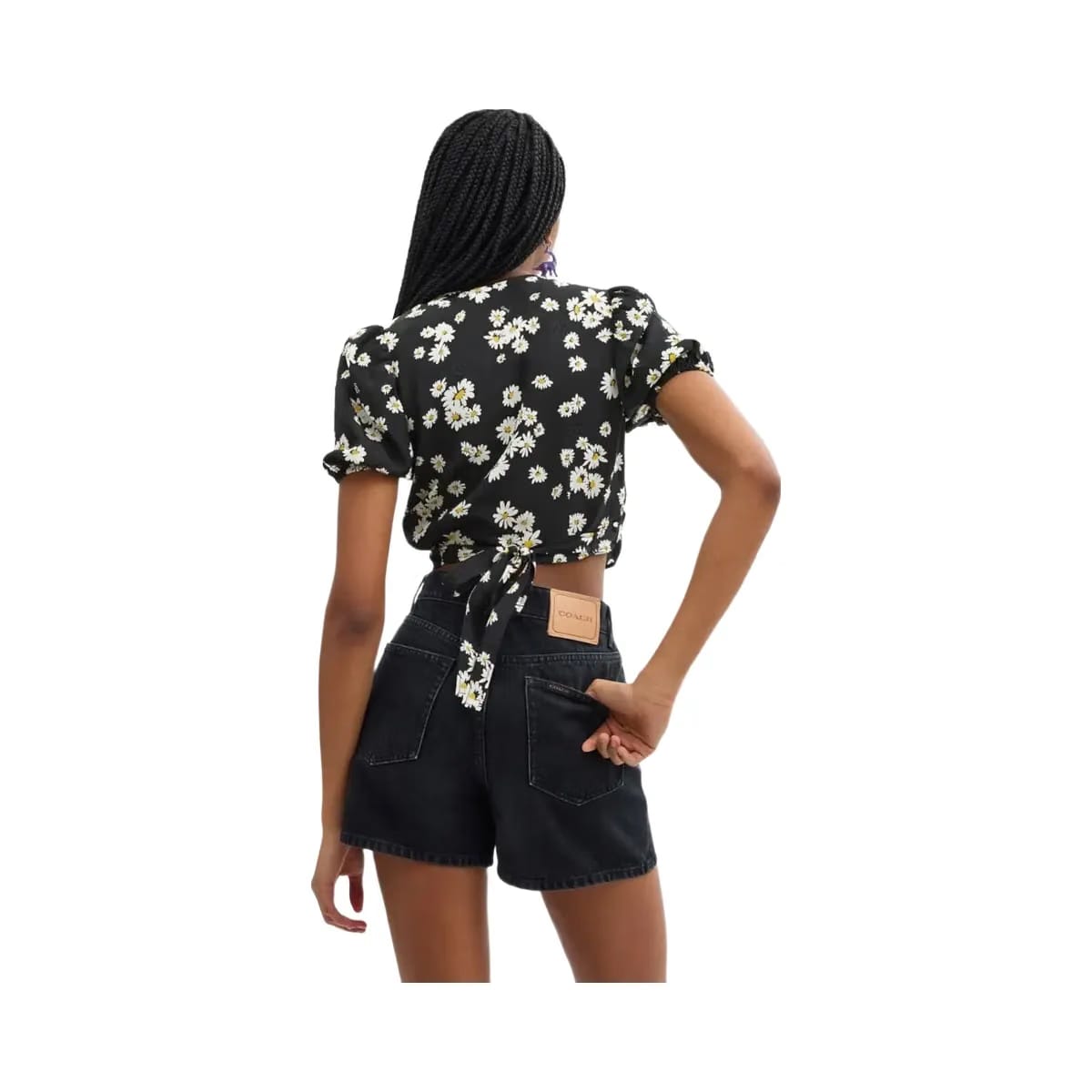 Coach Floral Wrap Blouse Black