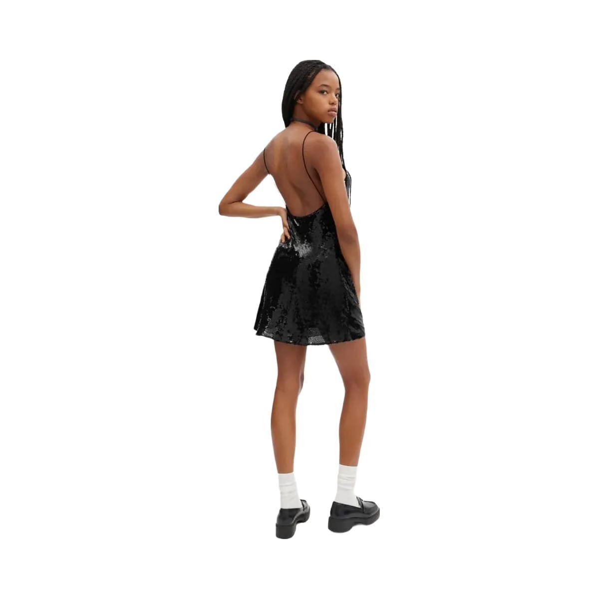 Coach Sequin Short Cami Dress Black