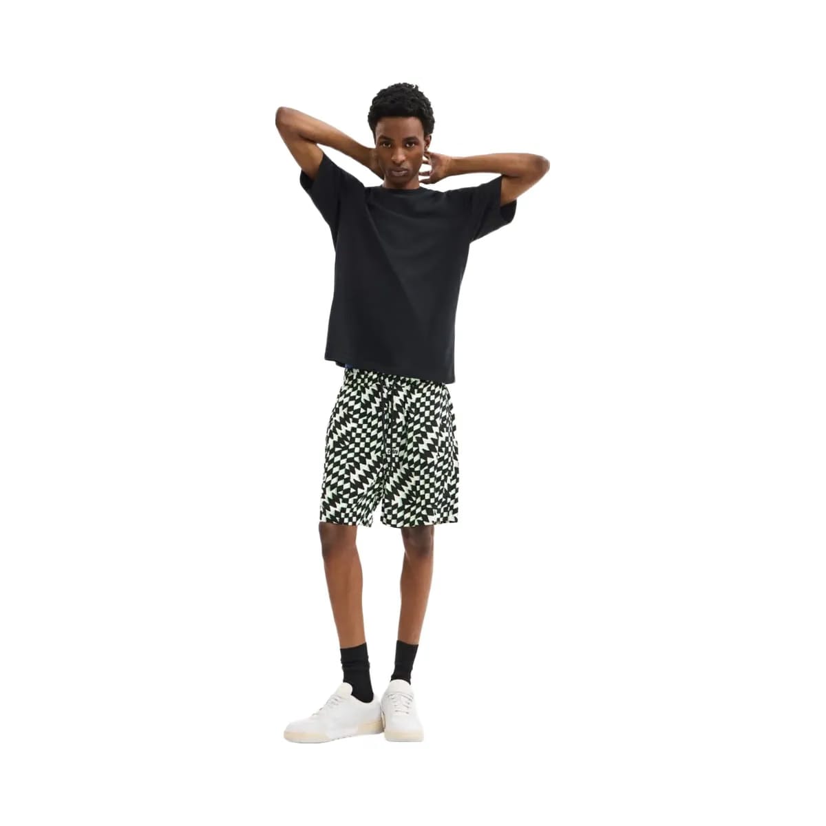 Coach Printed Camp Shorts Black Green Multi