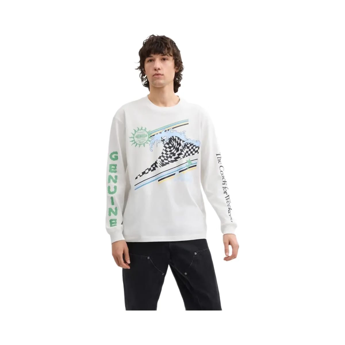 Coach Surf Long Sleeve Relaxed T-Shirt In Organic Cotton White
