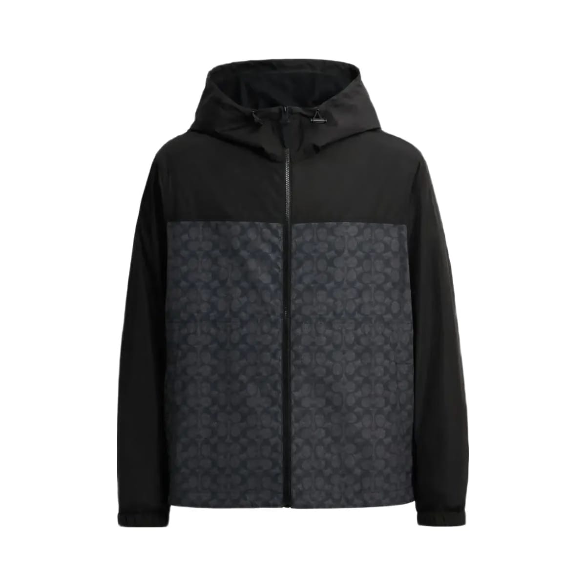 Coach Signature Full Zip Windbreaker In Recycled Polyester Charcoal Signature