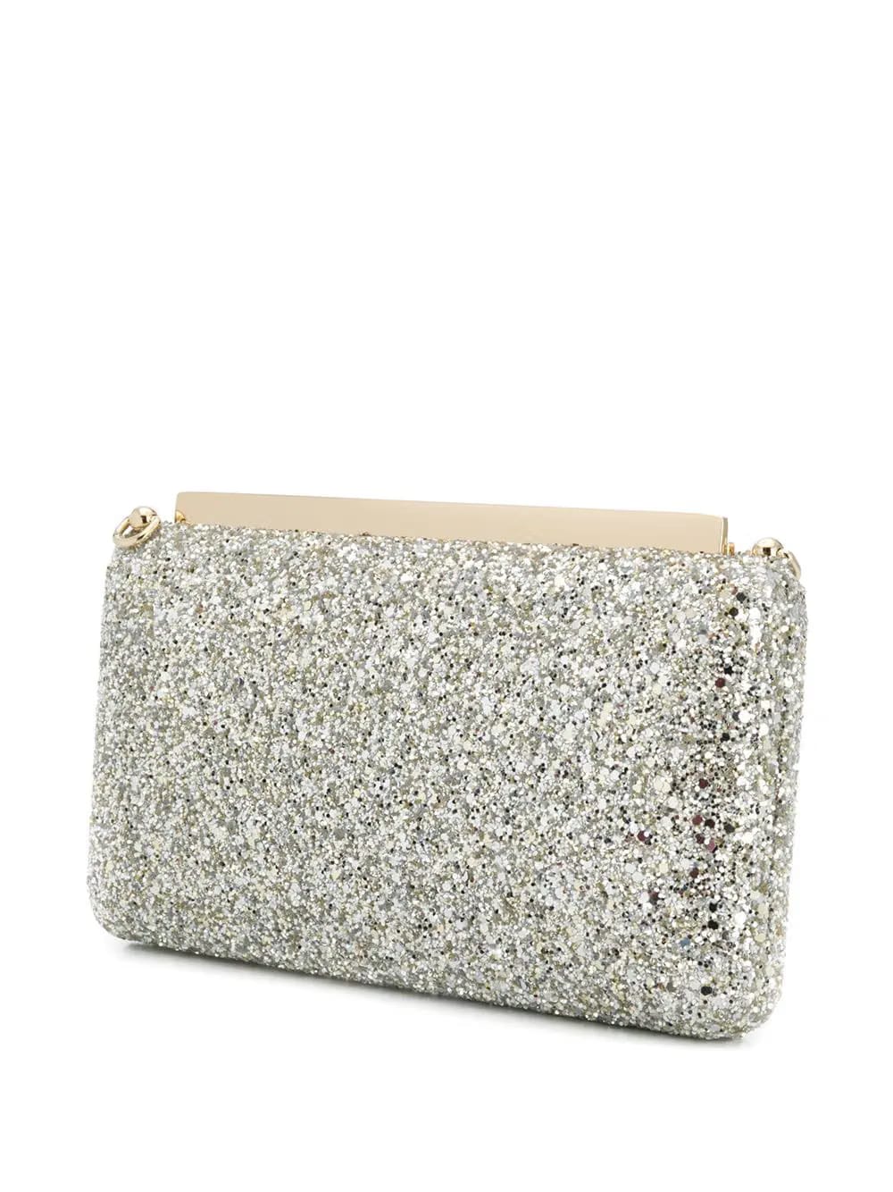 Ellipse sequin-embellished clutch