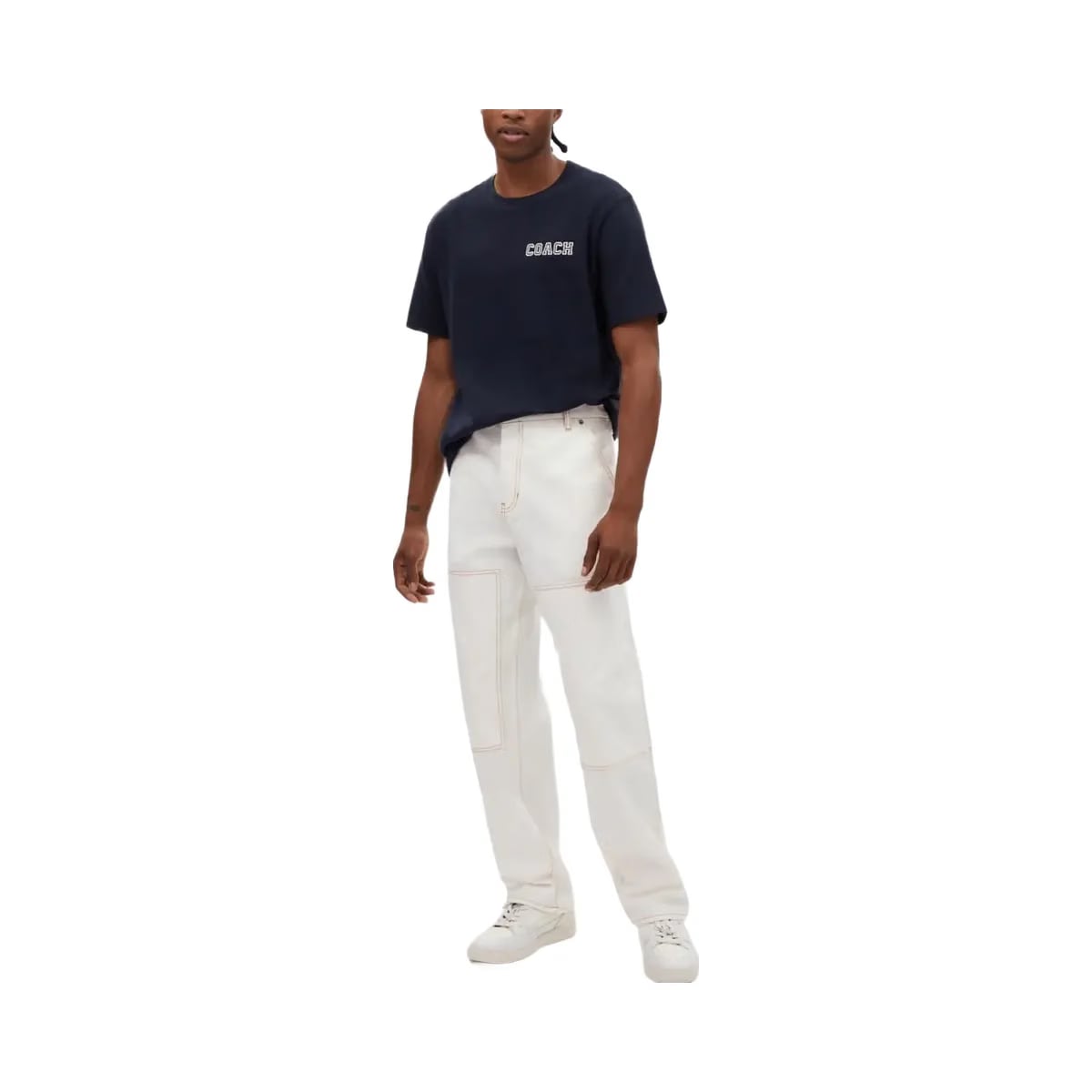 Coach Relaxed Straight Fit Twill Carpenter Pants In Organic Cotton And Recycled Polyester Off White