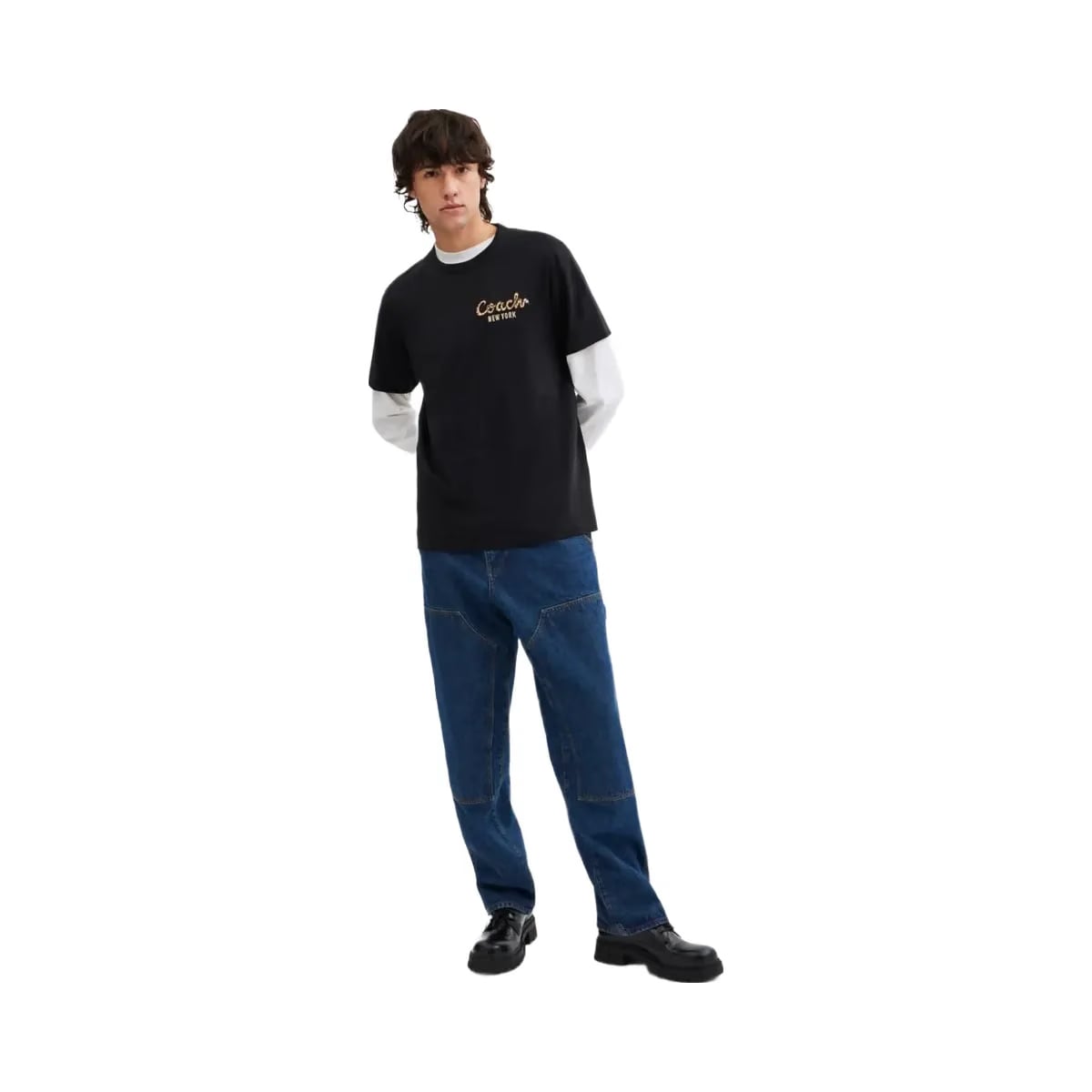 Coach New Year Coach Snake Script T-Shirt In Organic Cotton Black