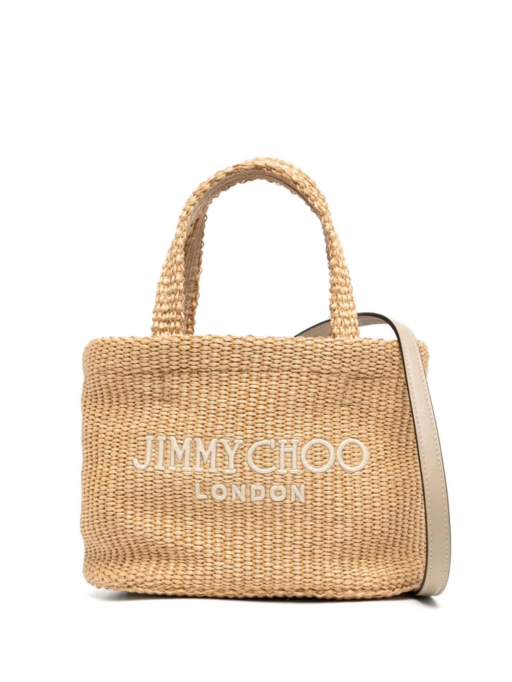 raffia embroidered mini tote bag