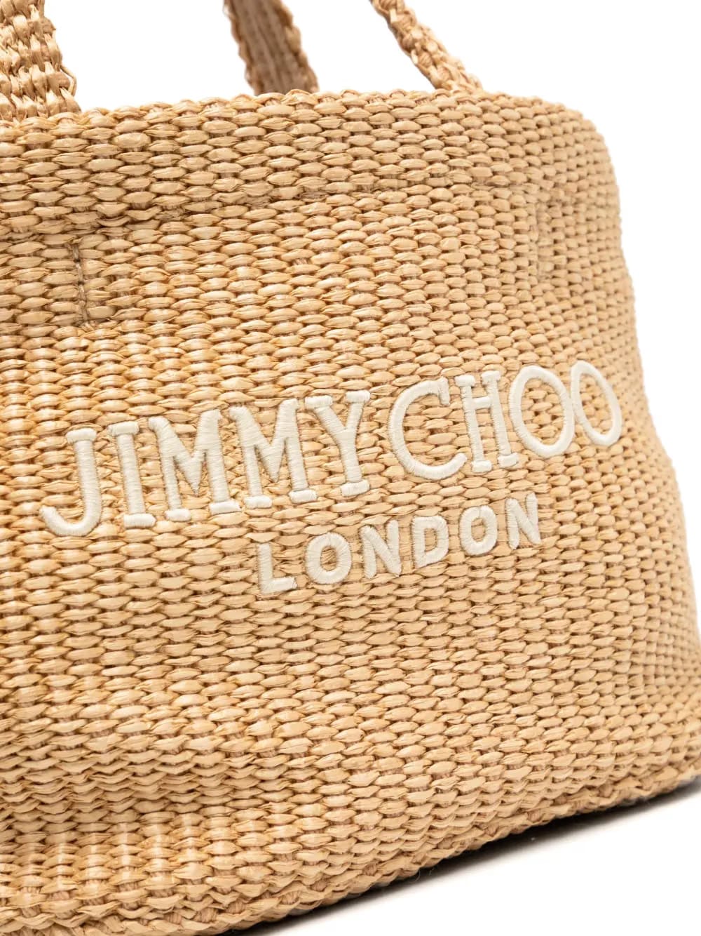 raffia embroidered mini tote bag