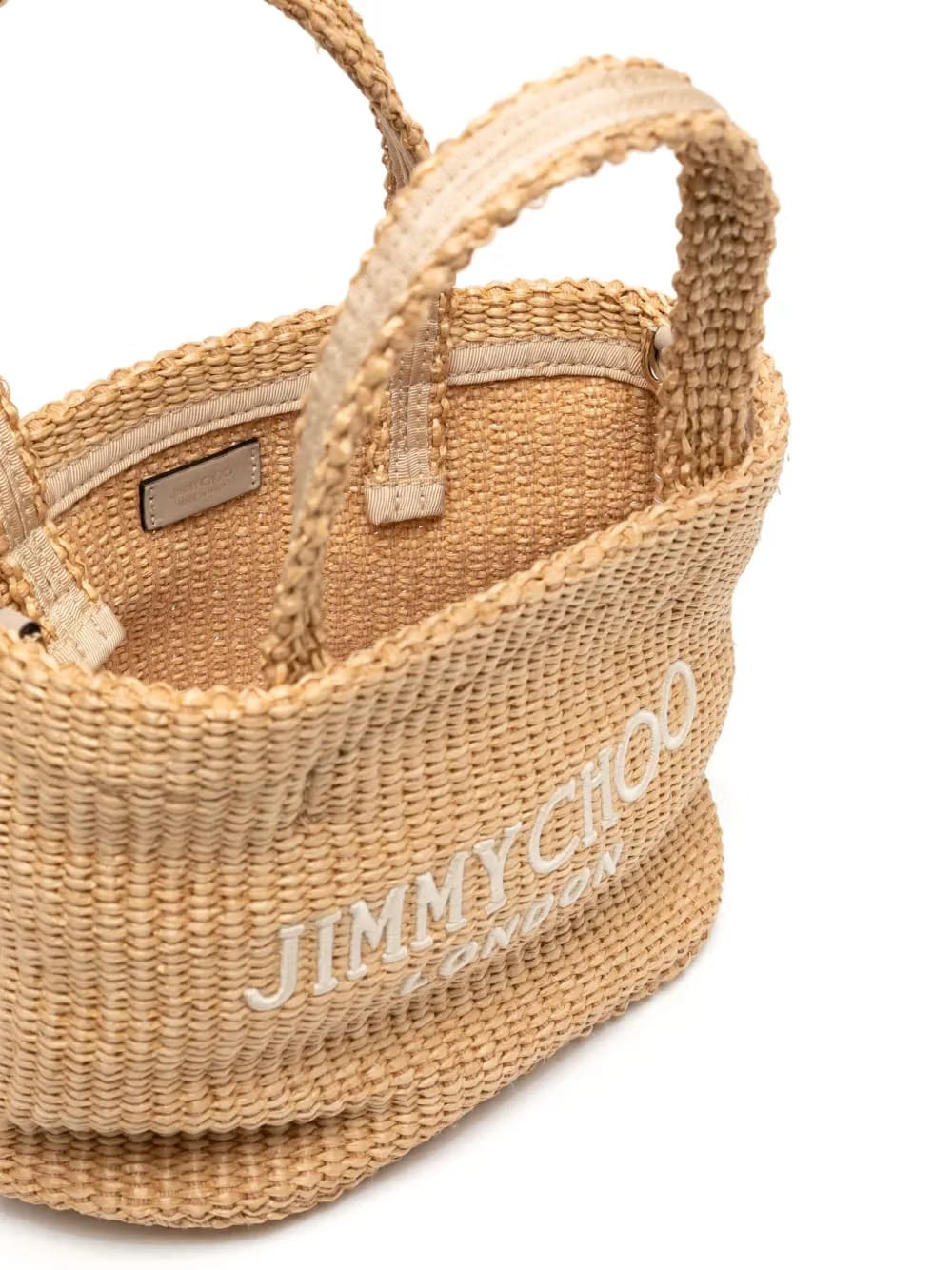 raffia embroidered mini tote bag