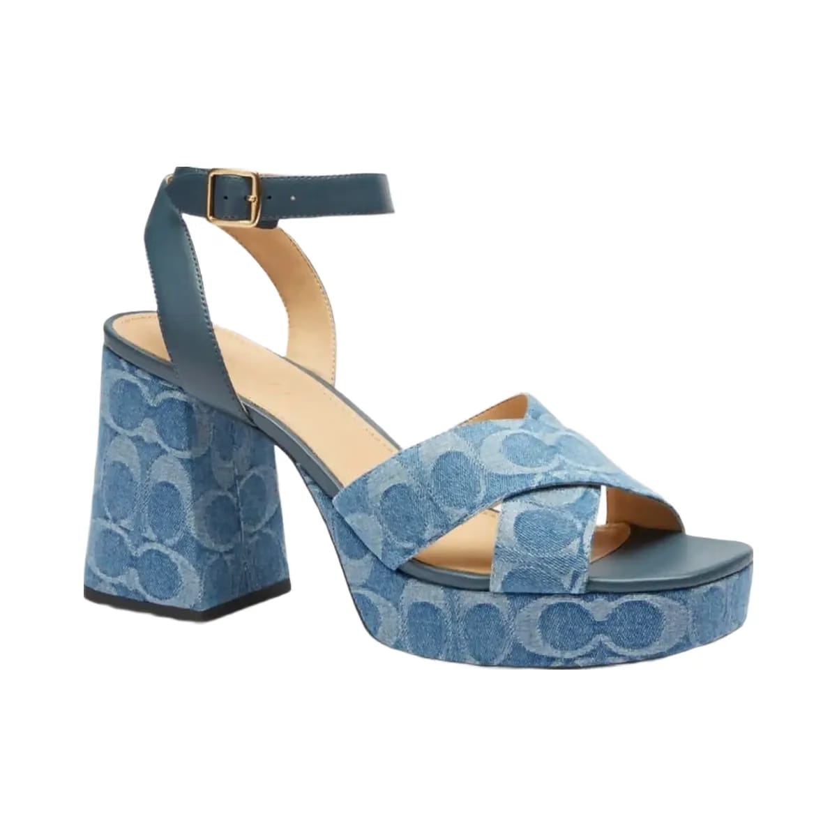 Coach Women's Block Heel Sandal In Signature Denim Indigo