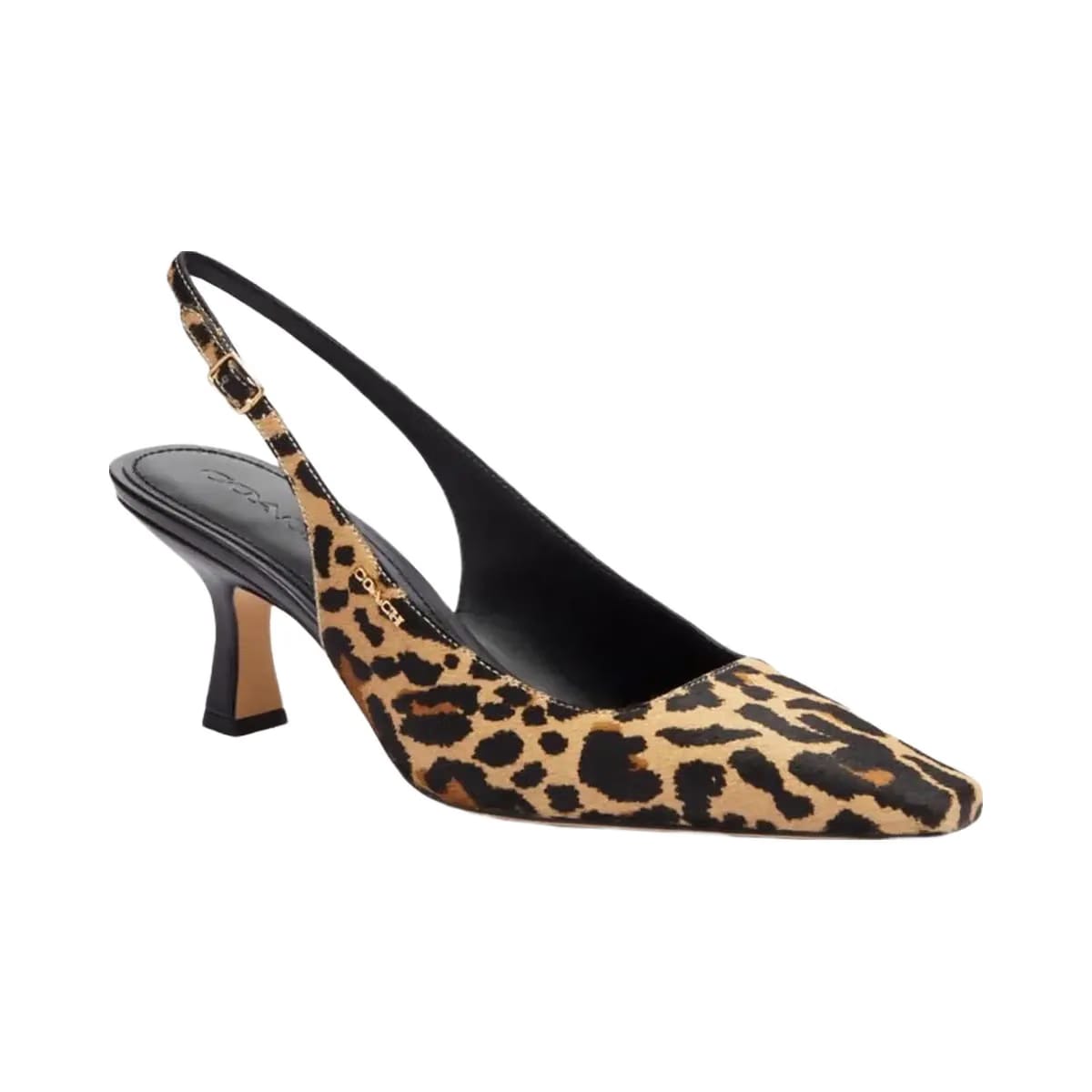 Coach Women's Slingback Heel With Leopard Print Tan & Black