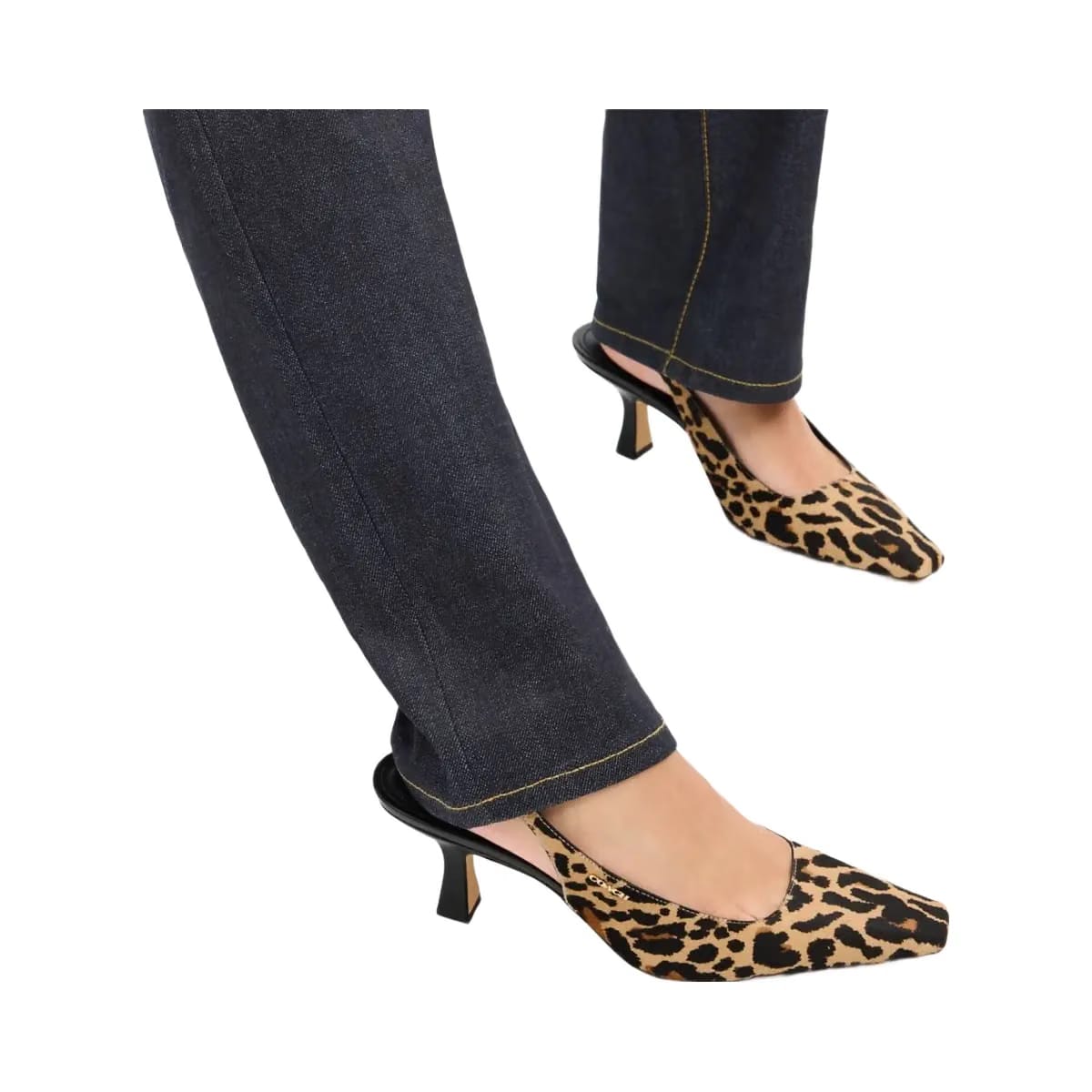 Coach Women's Slingback Heel With Leopard Print Tan & Black