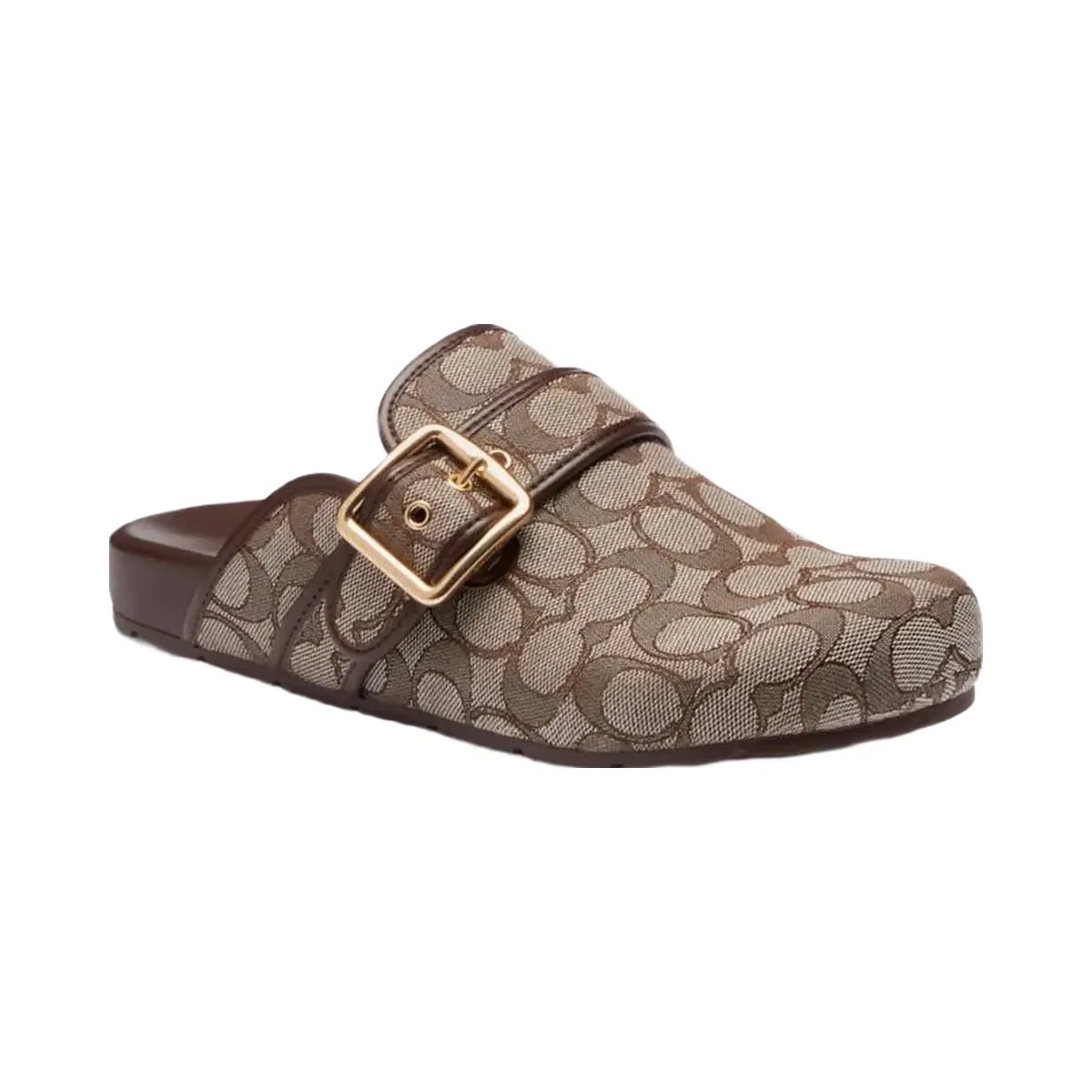 Coach Women's Archival Buckle Clog In Signature Jacquard Oak Maple