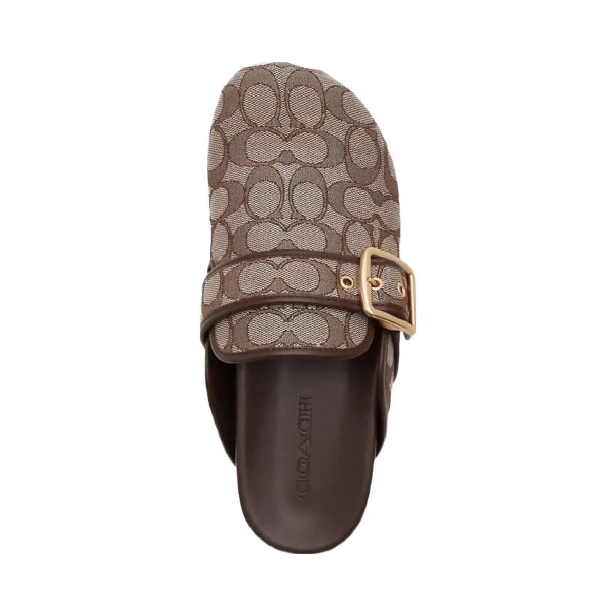 Coach Women's Archival Buckle Clog In Signature Jacquard Oak Maple