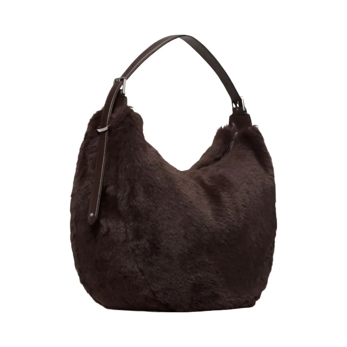 Kate Spade Nova Faux Fur Large Crescent Shoulder Bag Hot Fudge