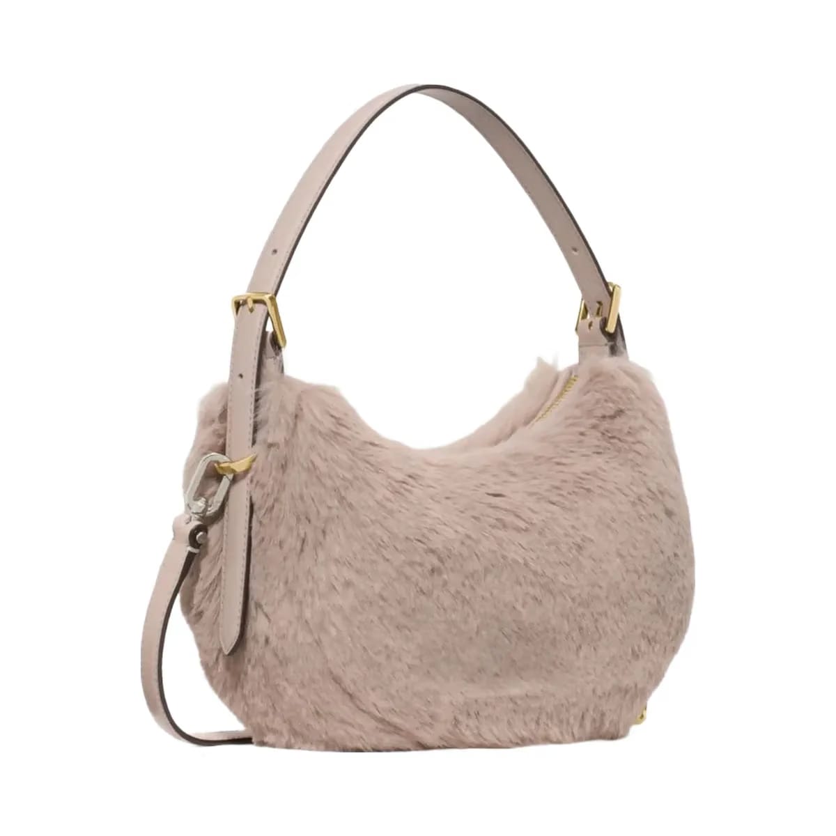 Kate Spade Nova Faux Fur Small Crescent Shoulder Bag Cozy Grey