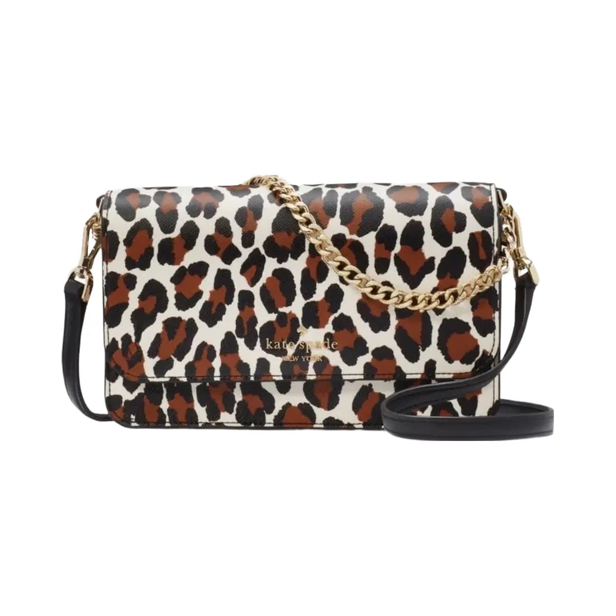 Kate Spade Madison Spotted Leopard Willow Mini Flap Crossbody Cream Multi