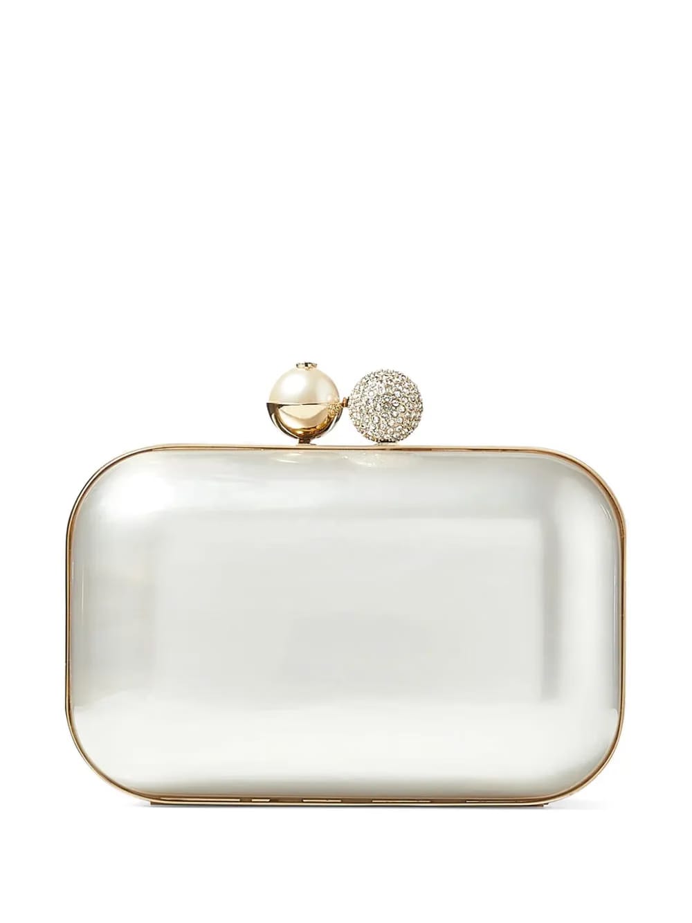 Cloud crystal-embellished metallic clutch bag