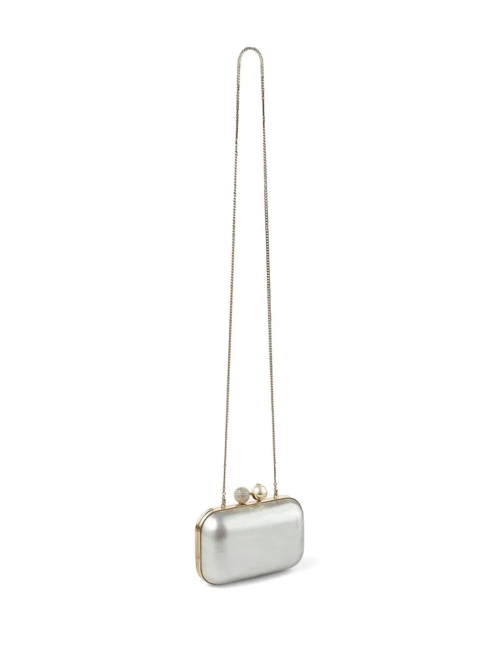 Cloud crystal-embellished metallic clutch bag