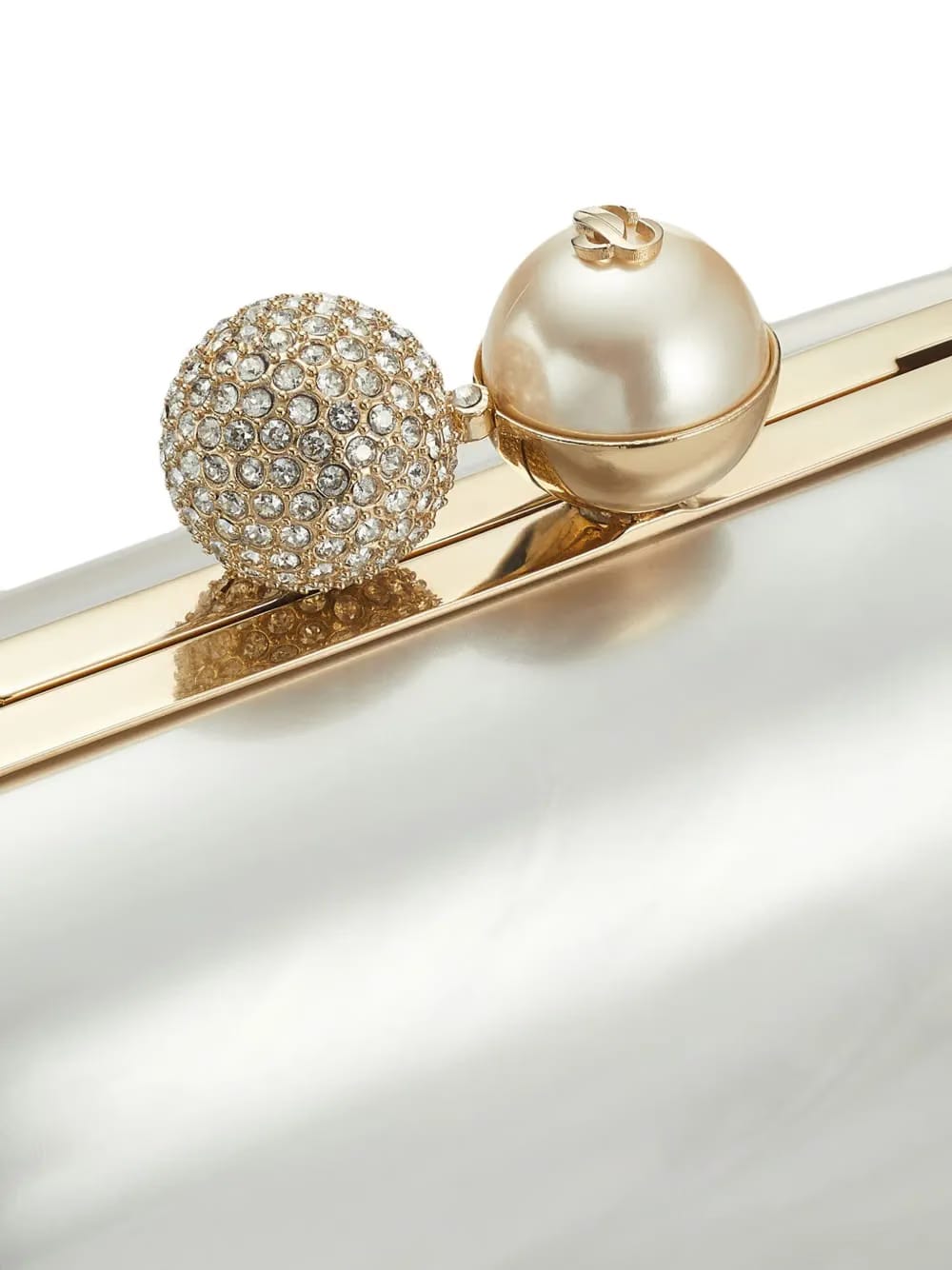 Cloud crystal-embellished metallic clutch bag