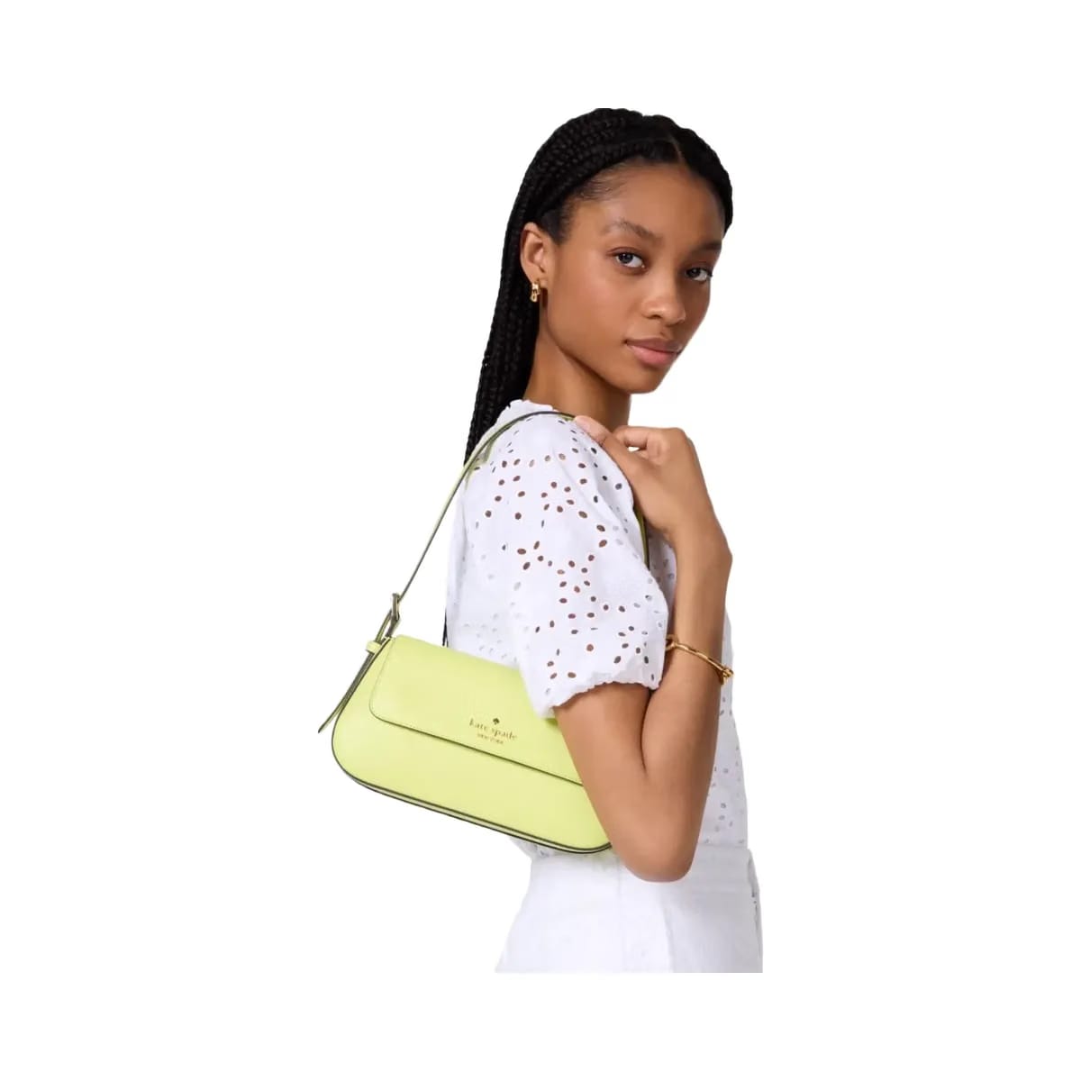 Kate Spade Madison Saffiano Leather Small Flap Shoulder Bag Lime Slushy