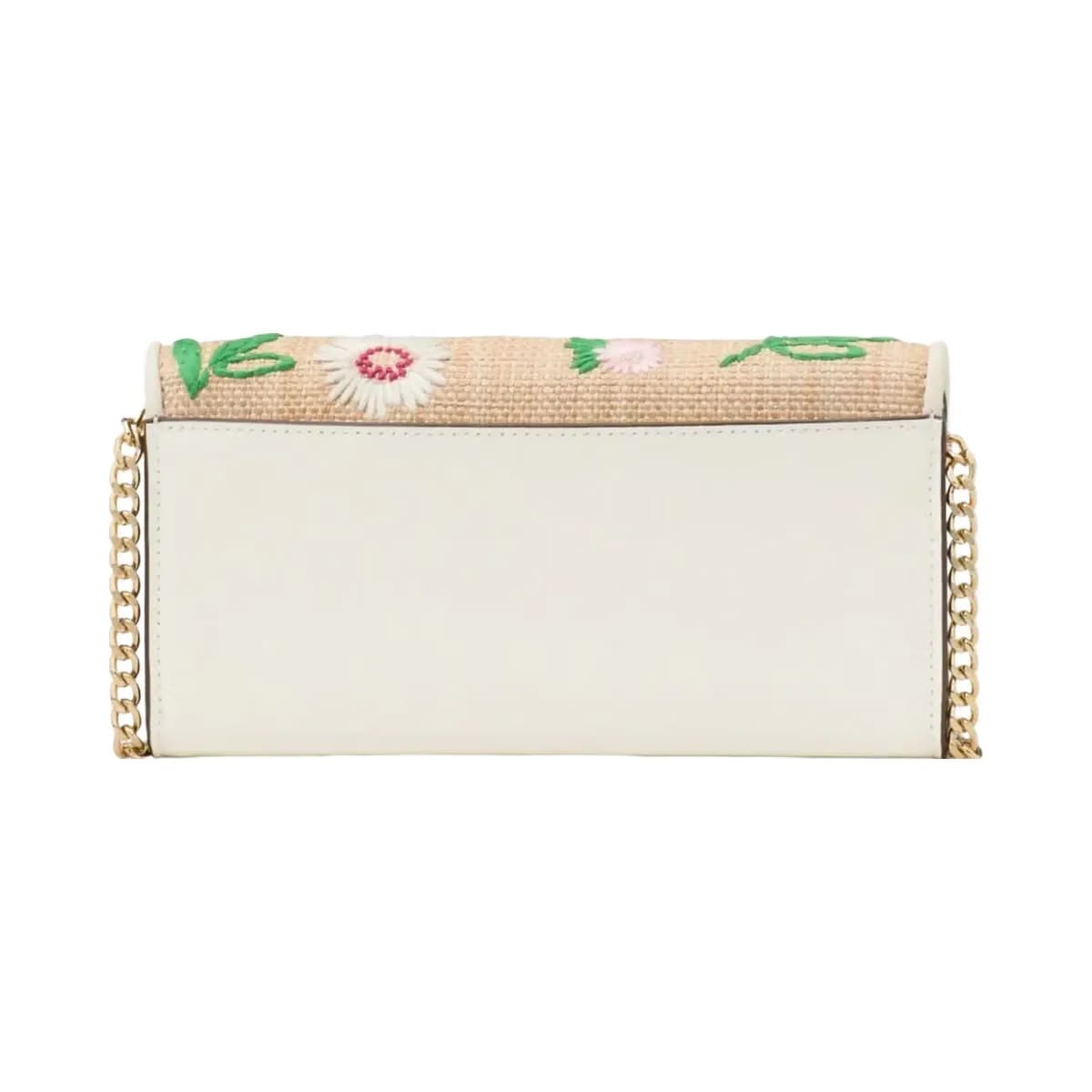 Kate Spade Phoebe Straw Turnlock Wallet on chain Natural Multi