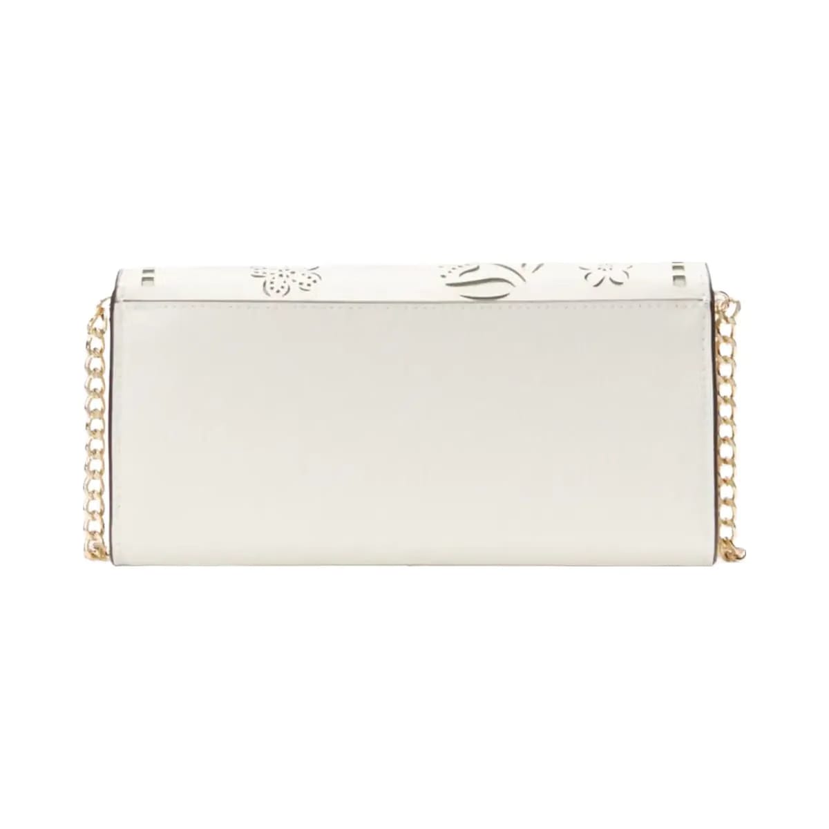 Kate Spade Phoebe Perforated Turnlock Wallet on chain Meringue