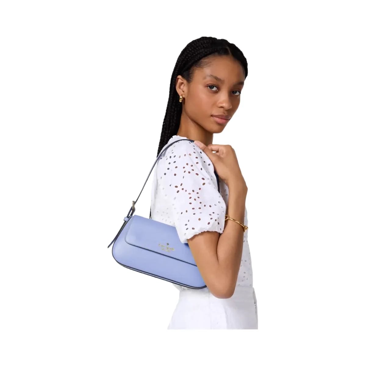 Kate Spade Madison Saffiano Leather Small Flap Shoulder Bag Frosted Blueberry