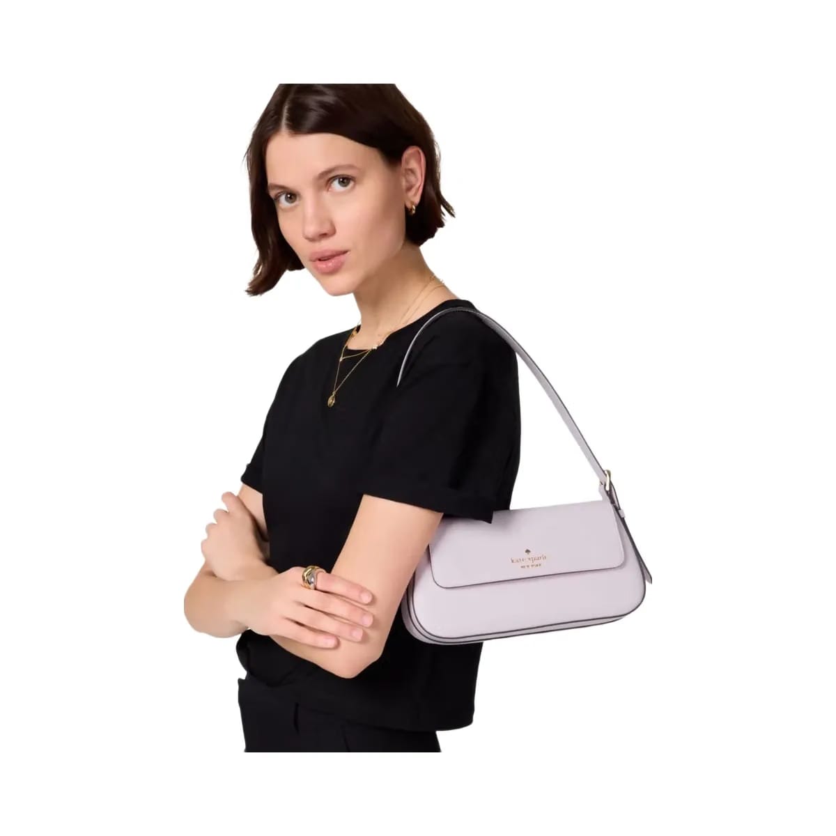 Kate Spade Madison Saffiano Leather Small Flap Shoulder Bag Pale Amethyst