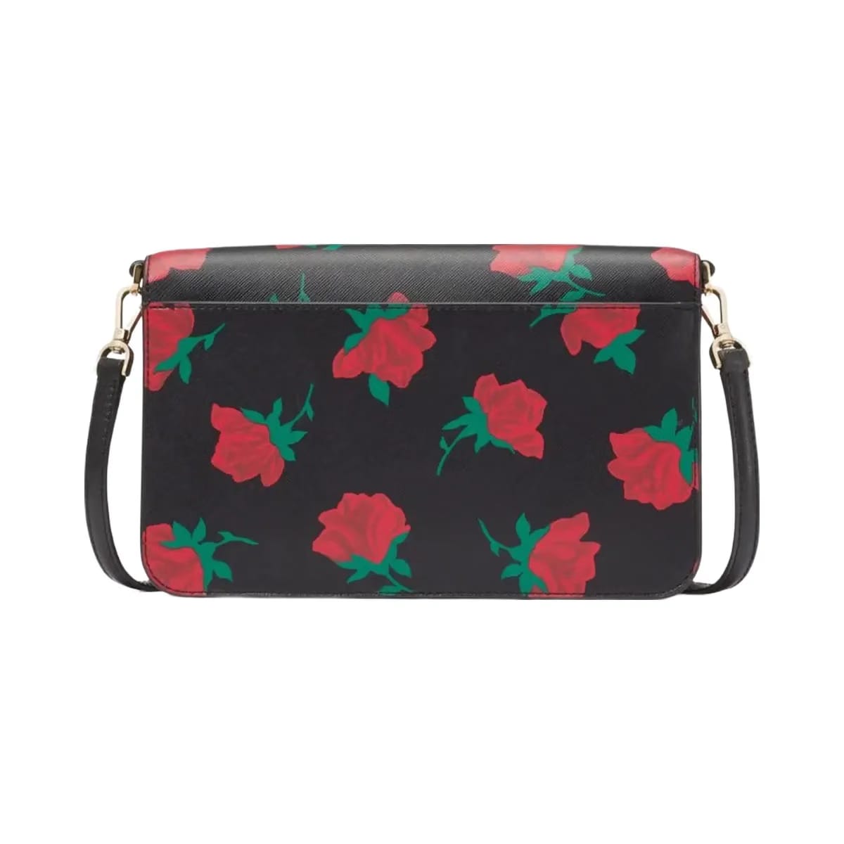 Kate Spade Madison Rose Toss Printed Flap Crossbody Black Multi