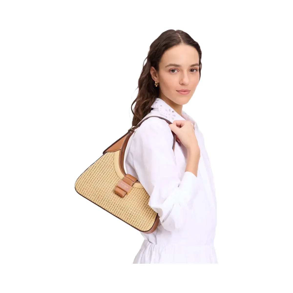 Kate Spade Nouveau Straw Small Shoulder Bag Cavern Clay Multi