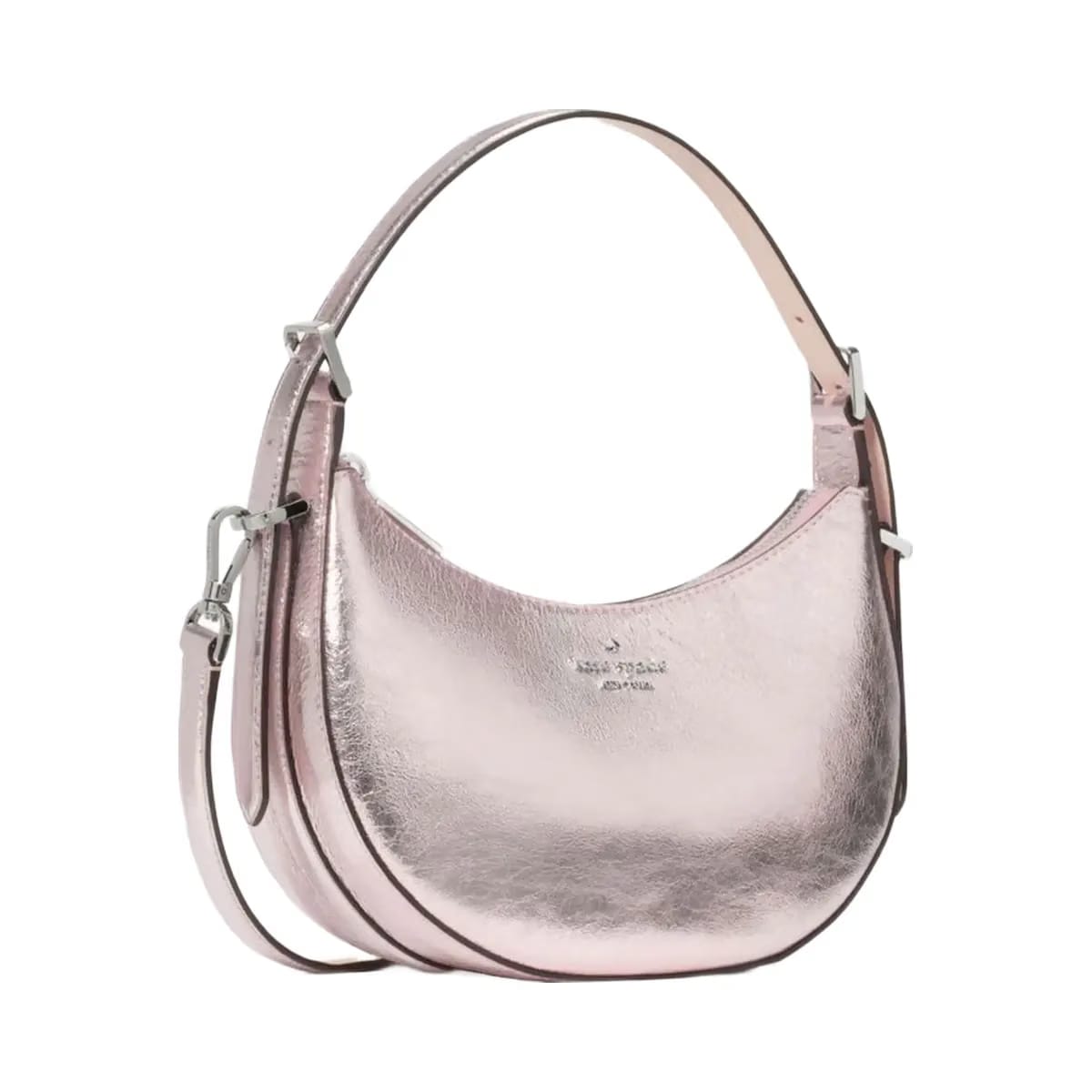 Kate Spade Nova Crinkle Metallic Small Crescent Shoulder Bag Lilac Moonlight