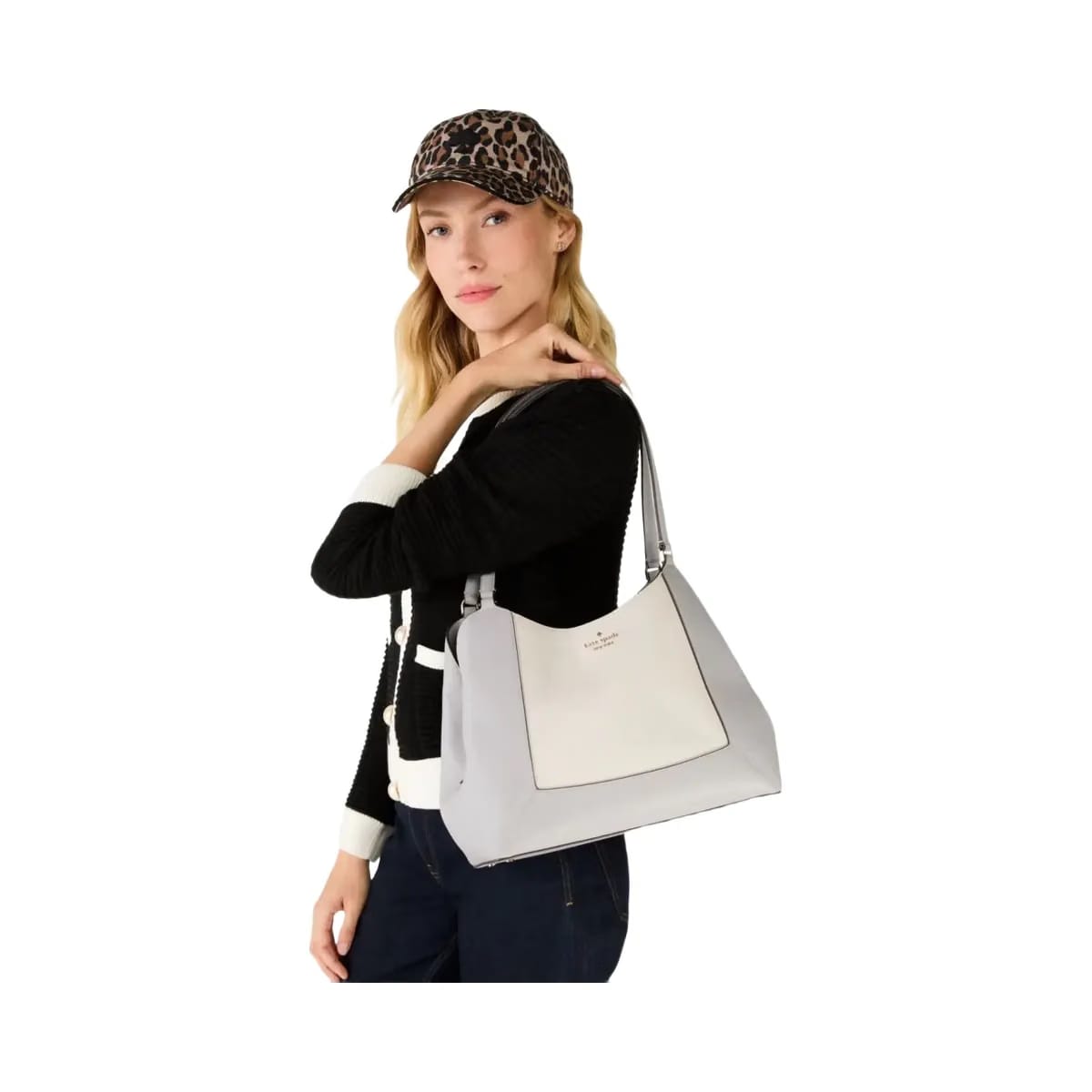 Kate Spade Lena Colorblock Large Triple Compartment Shoulder Bag Mountain Grey Multi