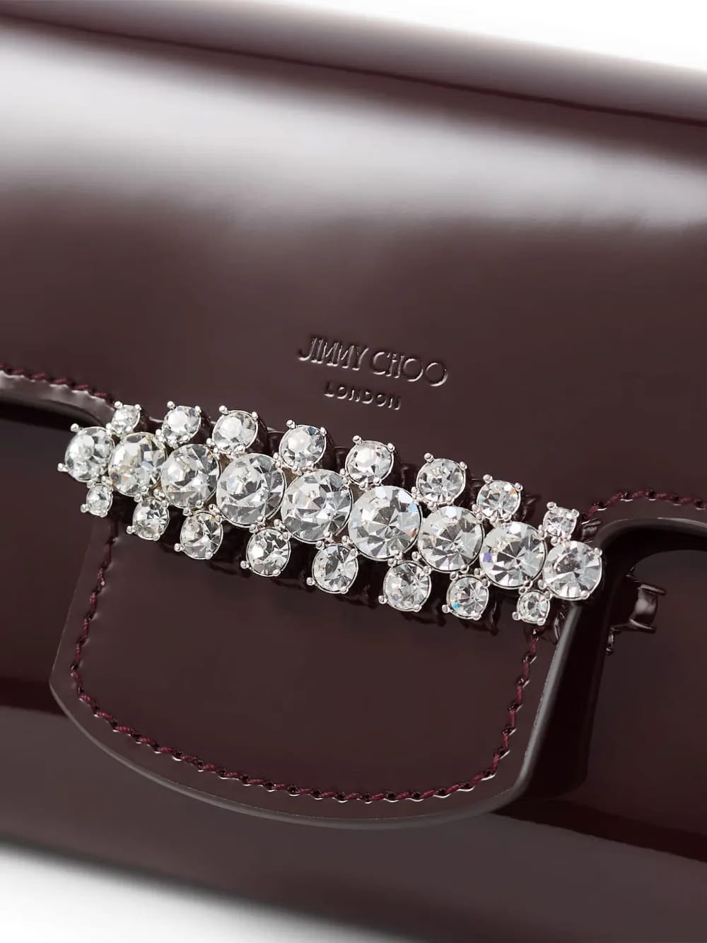 Bing crystal-embellished patent-leather clutch bag