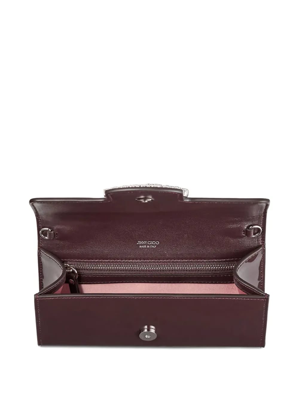 Bing crystal-embellished patent-leather clutch bag