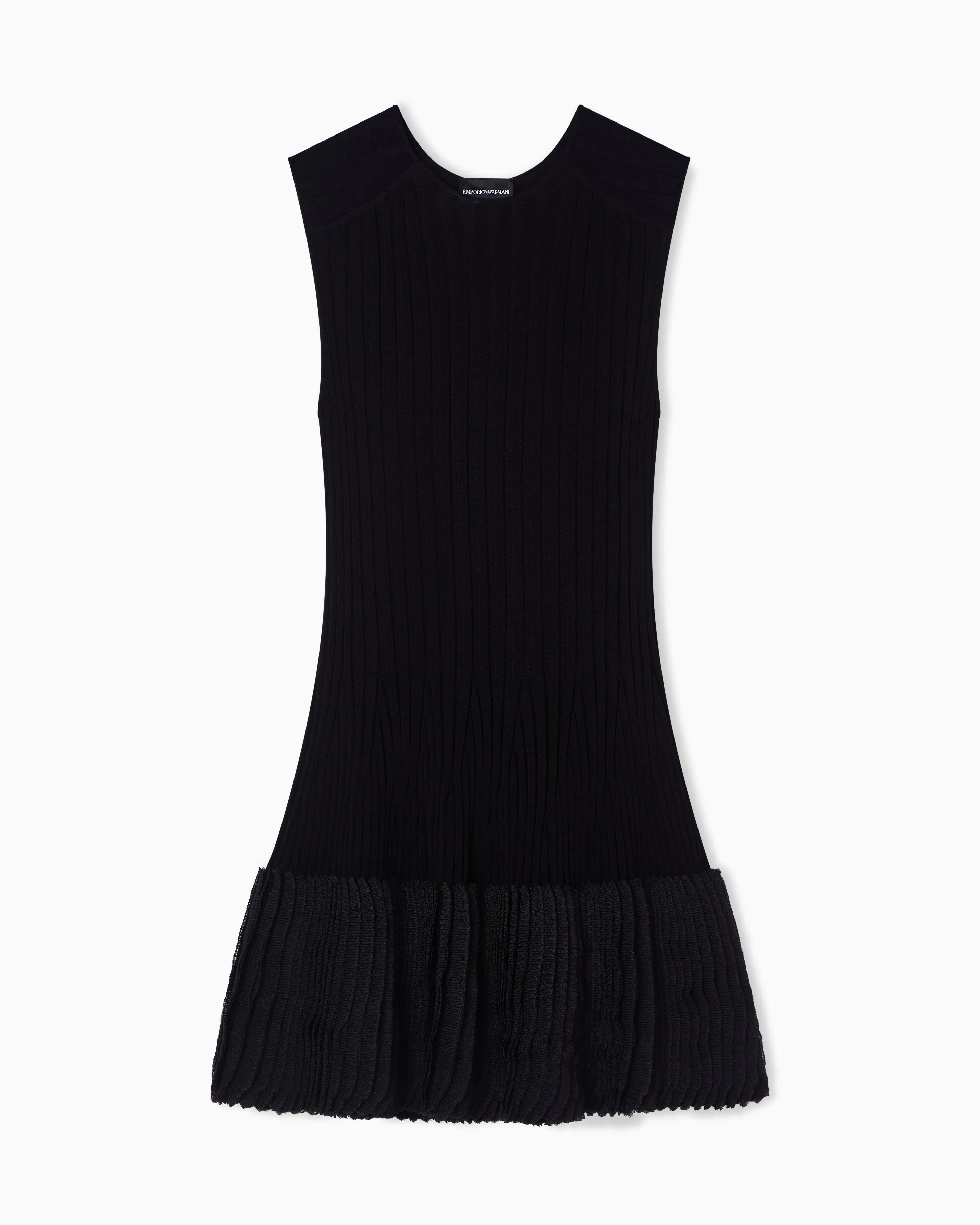 Emporio Armani ribbed-knit dress with pleated detail