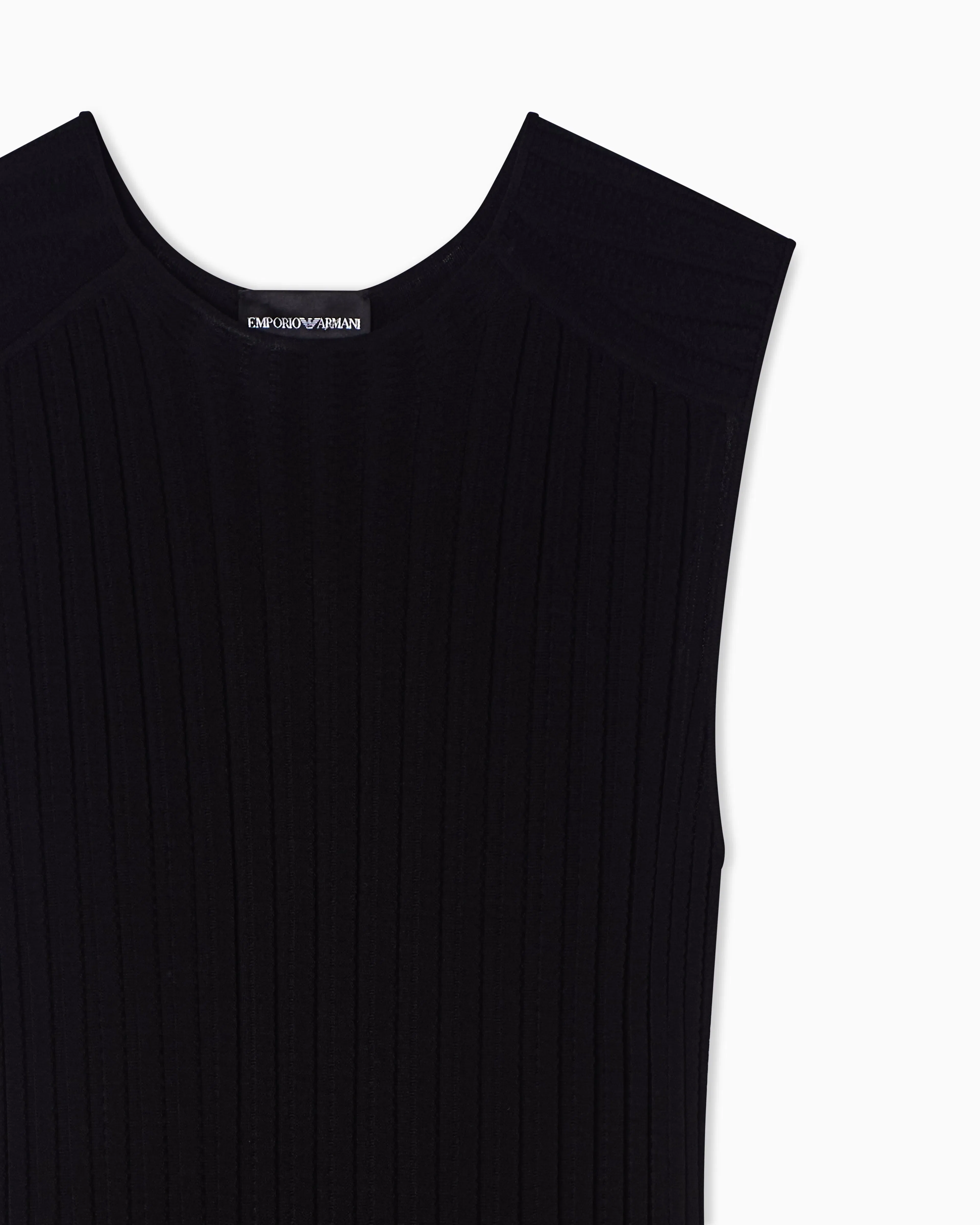 Emporio Armani ribbed-knit dress with pleated detail