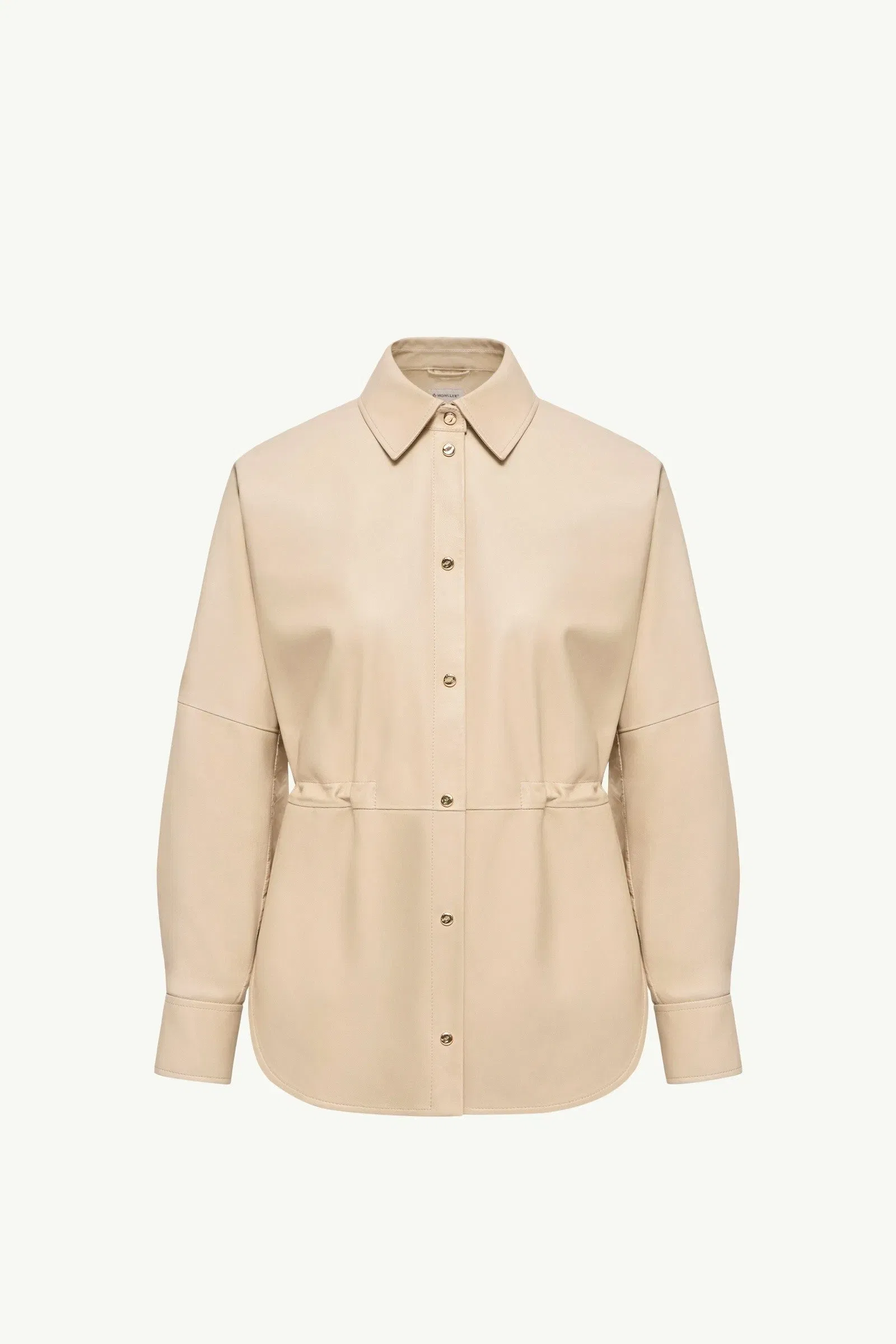 Moncler Leather Long Sleeve Shirt Light Beige Light Beige