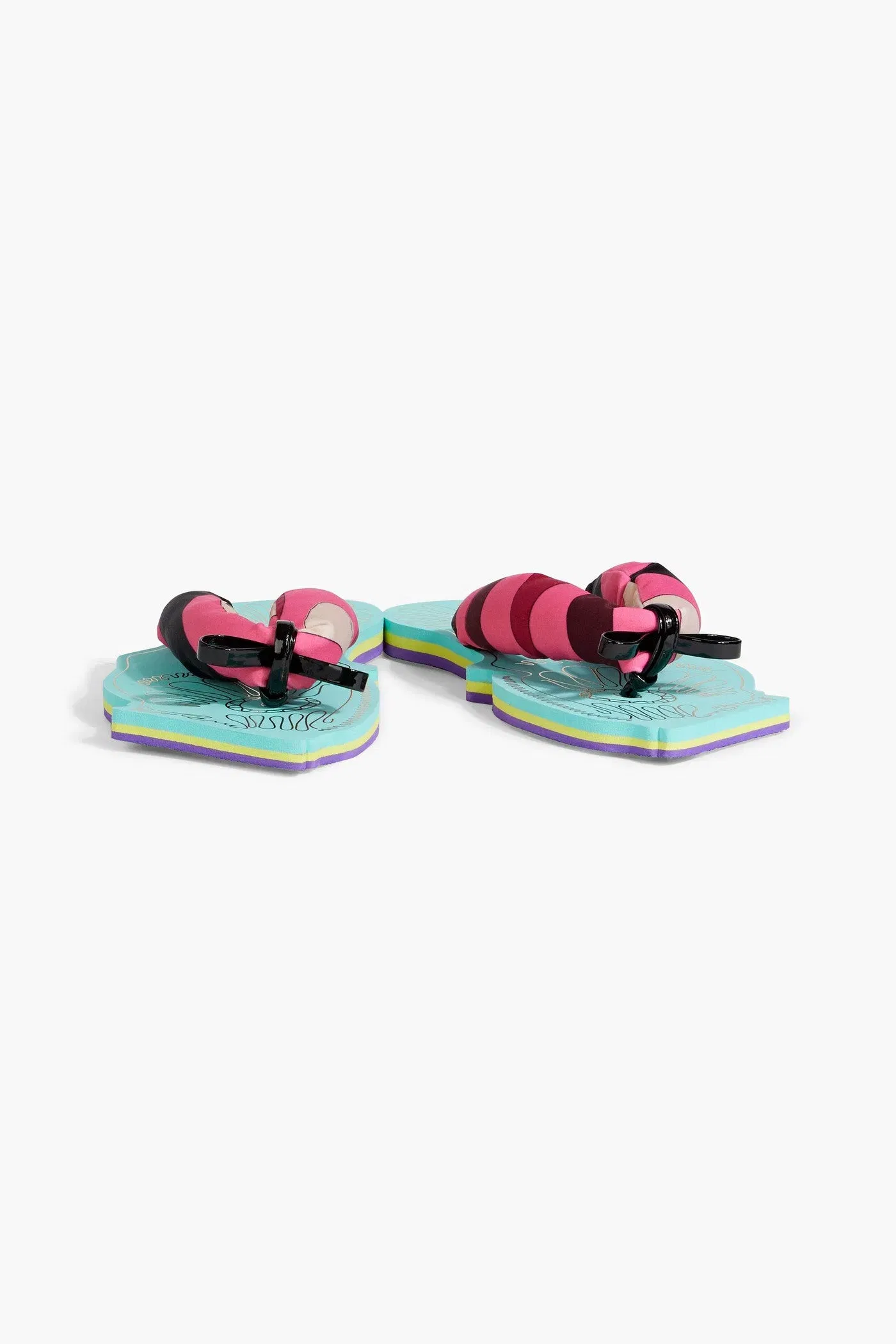 Pucci Bow-Detailed Printed Twill Flip Flops Bubblegum Women's