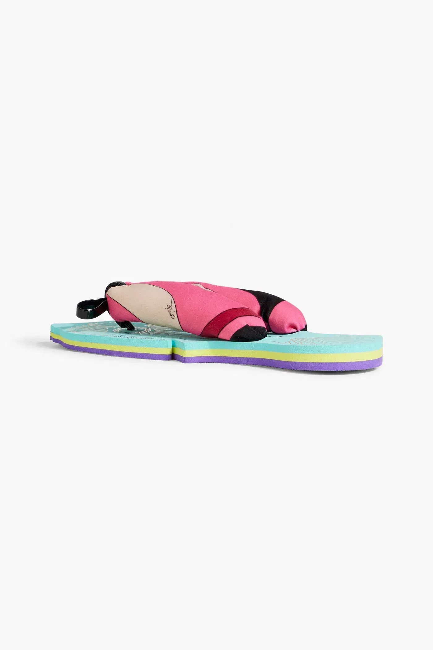 Pucci Bow-Detailed Printed Twill Flip Flops Bubblegum Women's