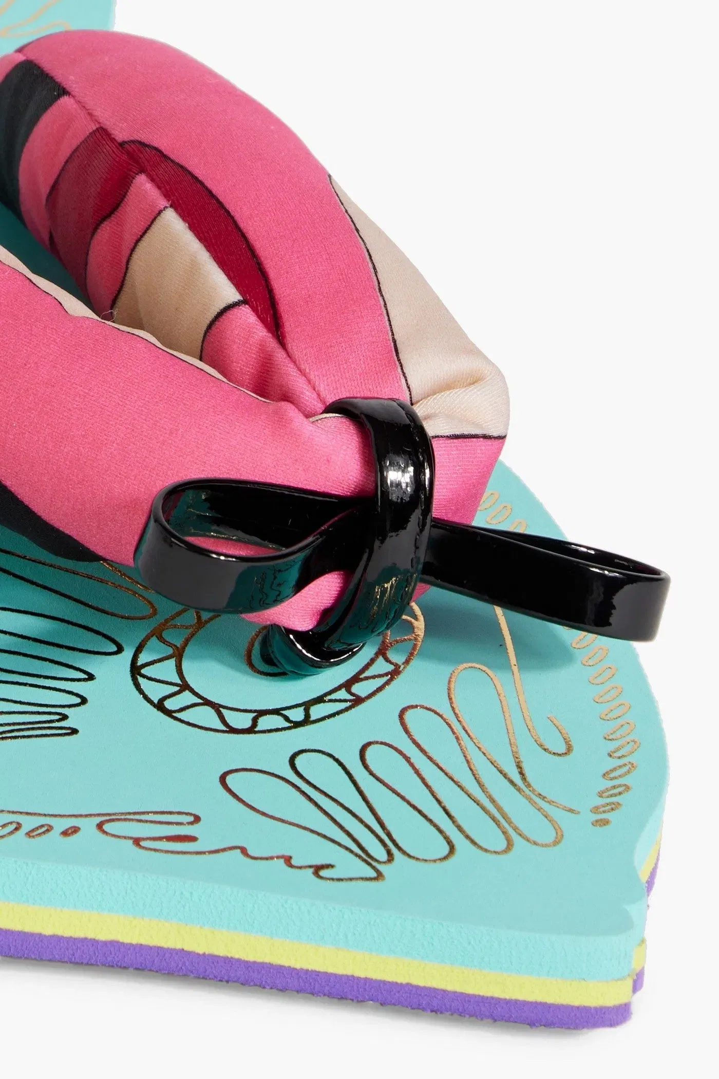 Pucci Bow-Detailed Printed Twill Flip Flops Bubblegum Women's