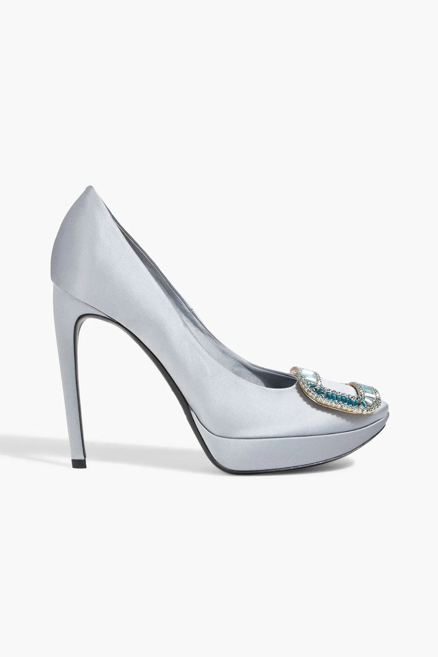 Roger Vivier Limelight Strass Crystal-Embellished Satin Pumps Light Blue Women's
