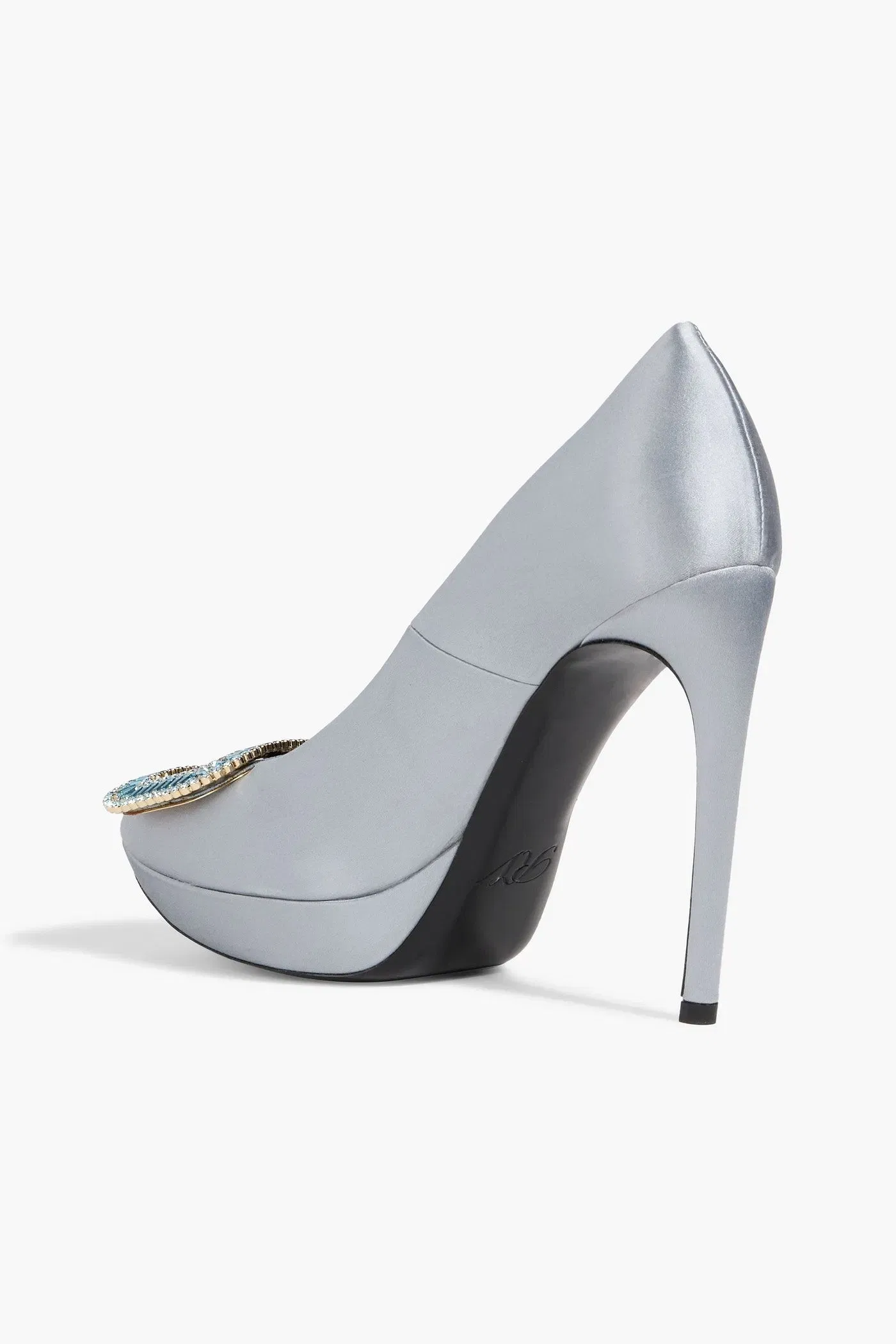 Roger Vivier Limelight Strass Crystal-Embellished Satin Pumps Light Blue Women's