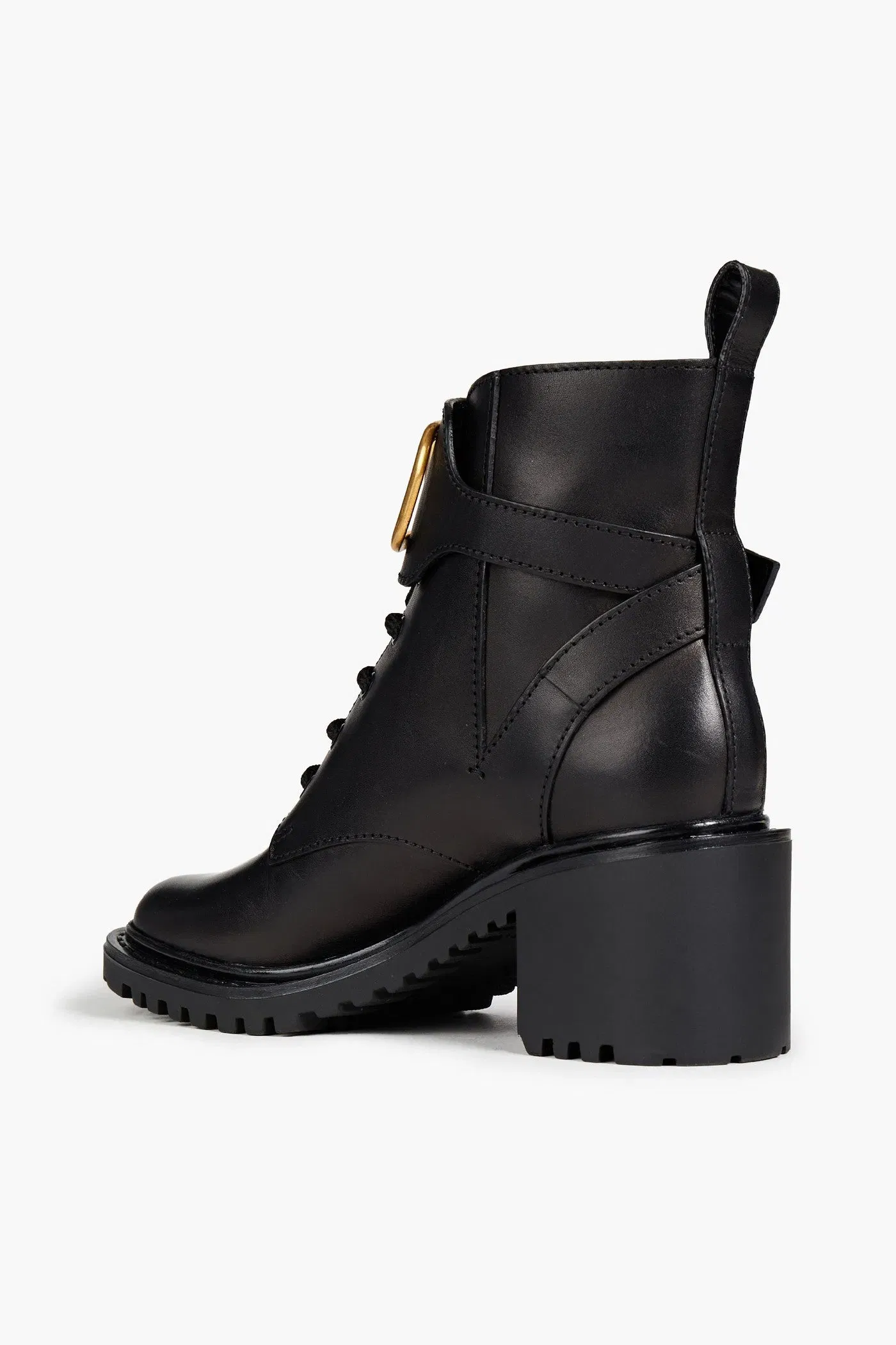 Valentino Garavani Vlogo Leather Combat Boots Black Women's