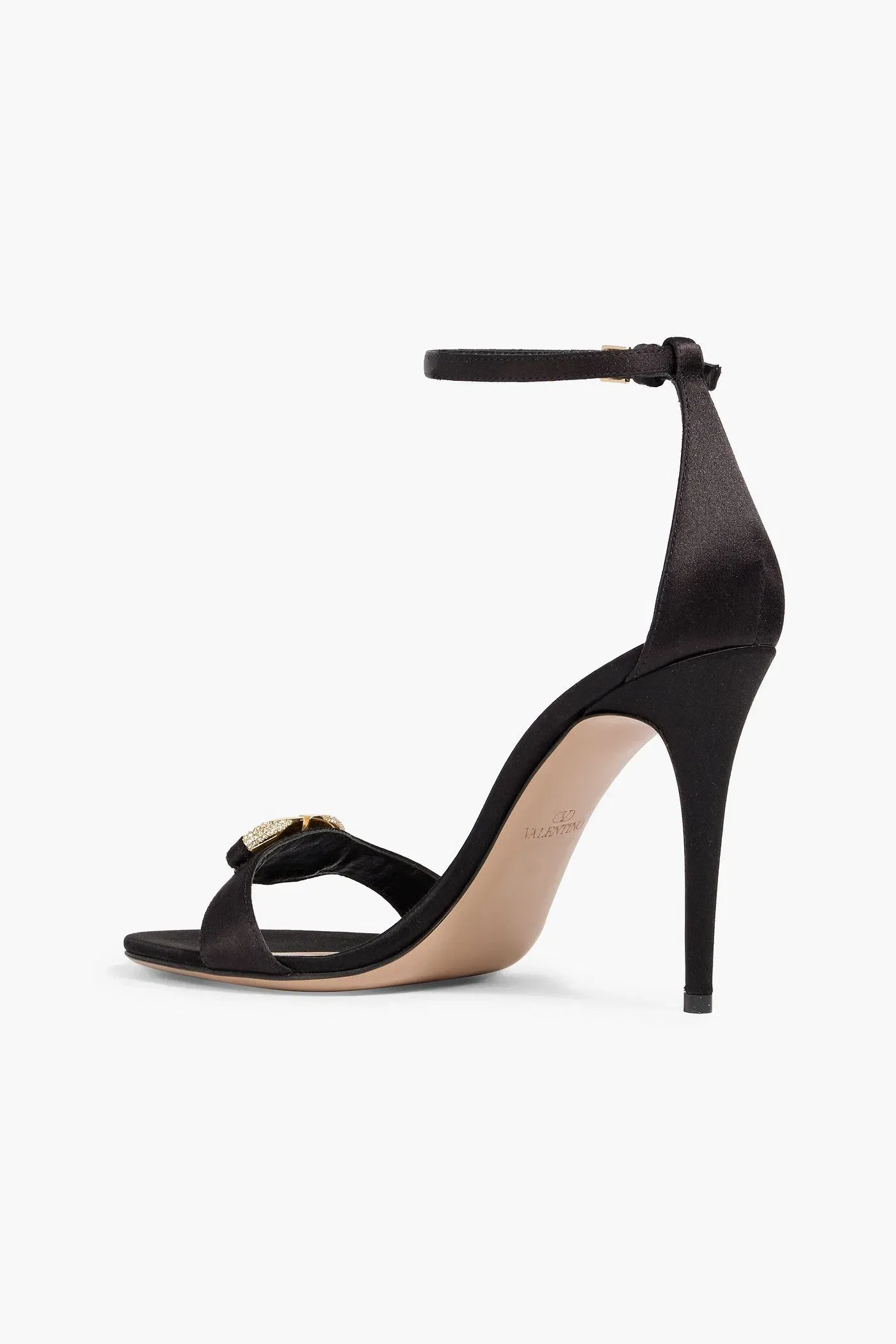 Valentino Garavani Vlogo Satin Sandals Black Women's