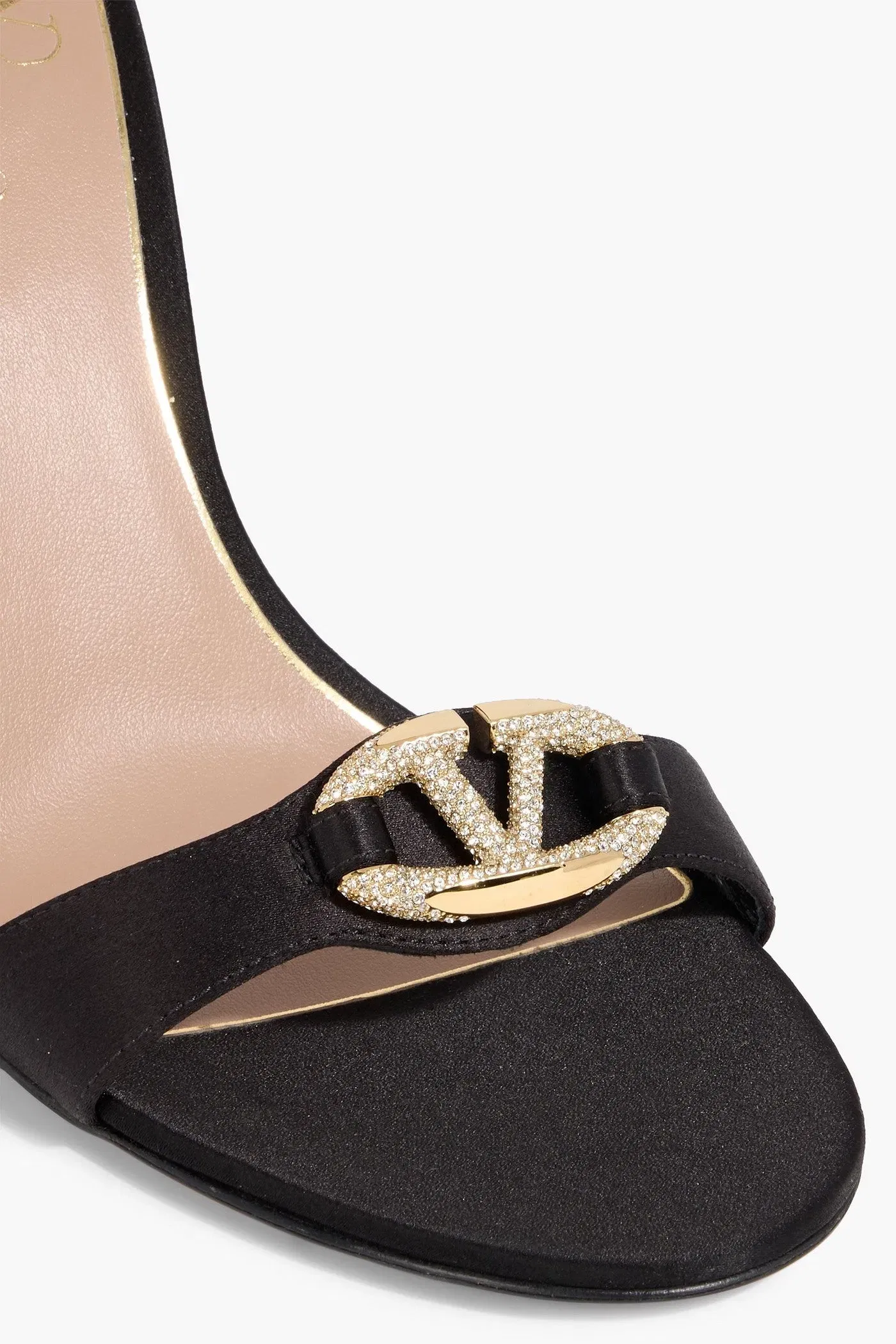 Valentino Garavani Vlogo Satin Sandals Black Women's
