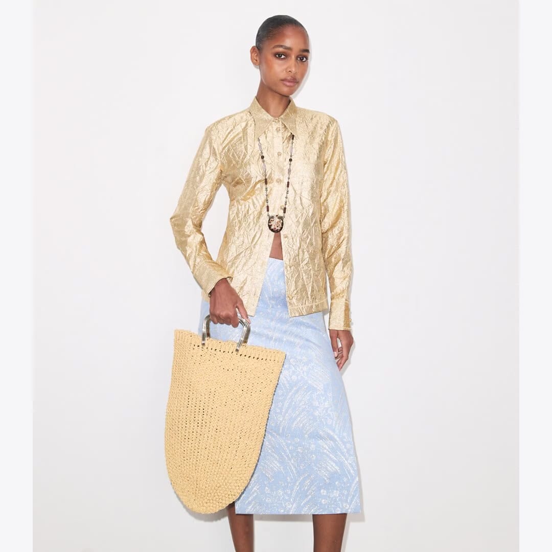 Tory Burch Large Crocheted Tote Natural
